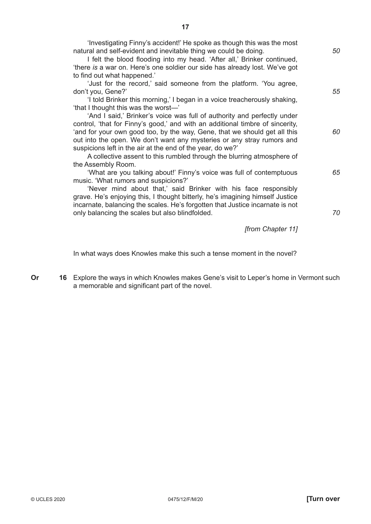 Cambridge IGCSE English - Literature in English 0475 2020 Feb/March Paper 1 · Variant 2 question paper, page 17 of 24