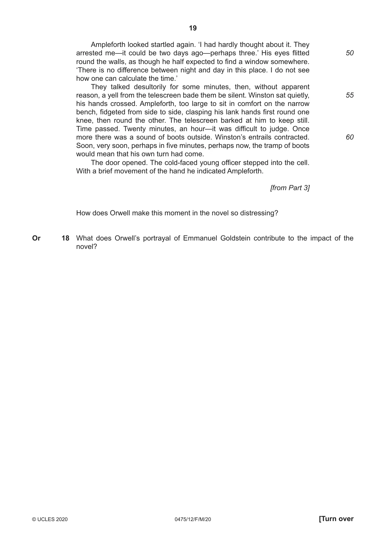 Cambridge IGCSE English - Literature in English 0475 2020 Feb/March Paper 1 · Variant 2 question paper, page 19 of 24