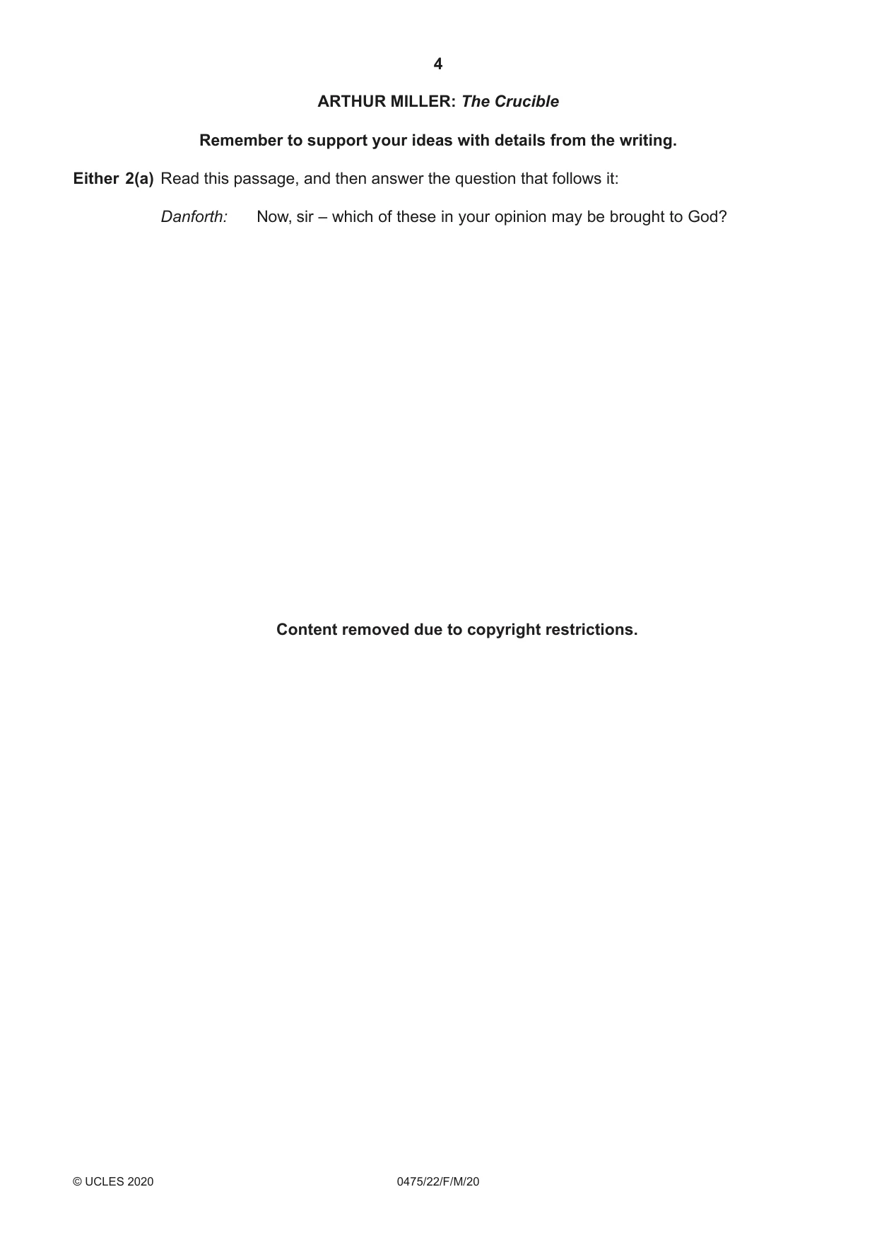 Cambridge IGCSE English - Literature in English 0475 2020 Feb/March Paper 2 · Variant 2 question paper, page 4 of 12