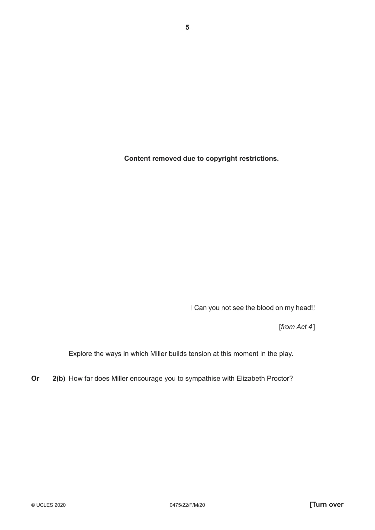 Cambridge IGCSE English - Literature in English 0475 2020 Feb/March Paper 2 · Variant 2 question paper, page 5 of 12