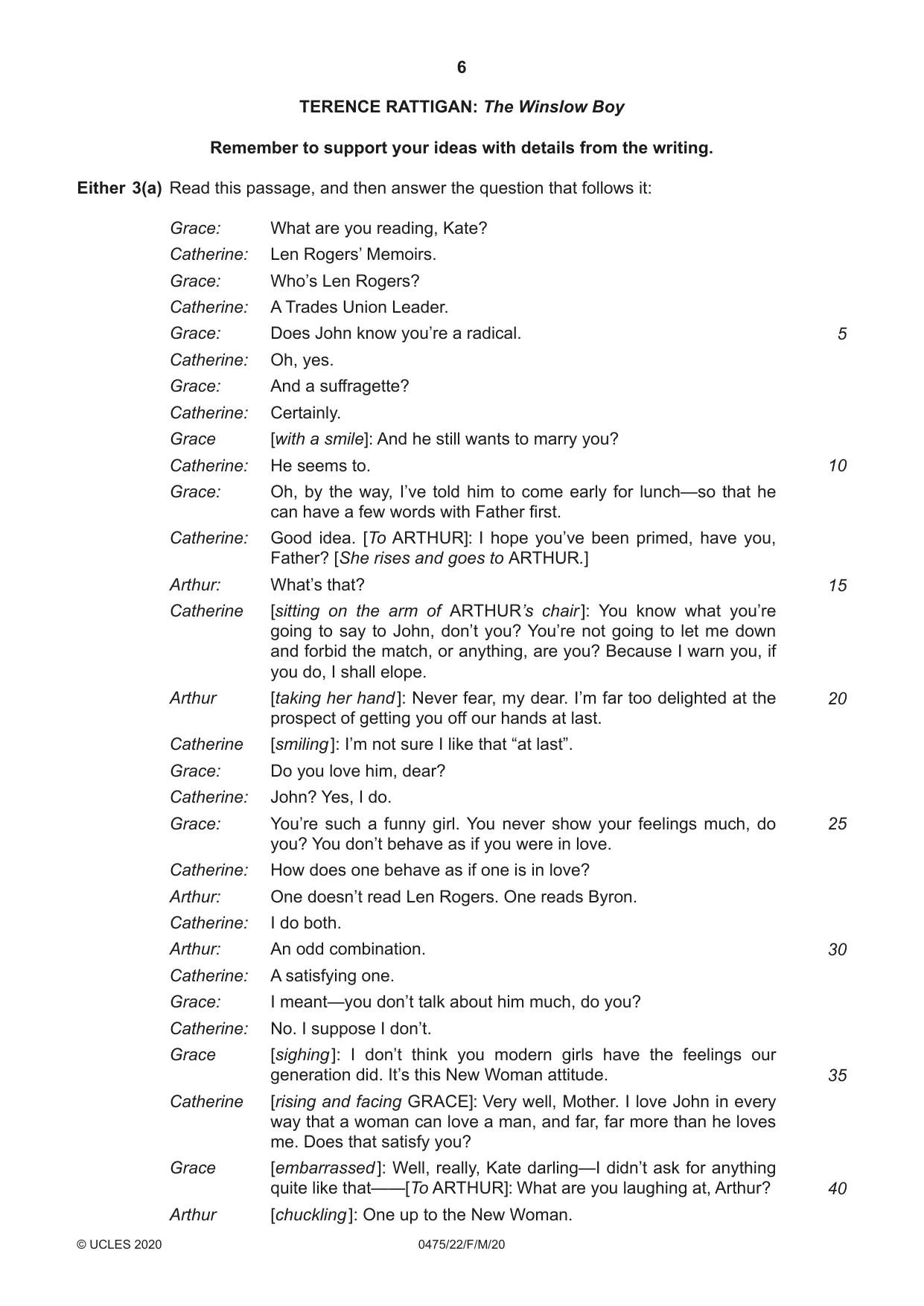 Cambridge IGCSE English - Literature in English 0475 2020 Feb/March Paper 2 · Variant 2 question paper, page 6 of 12