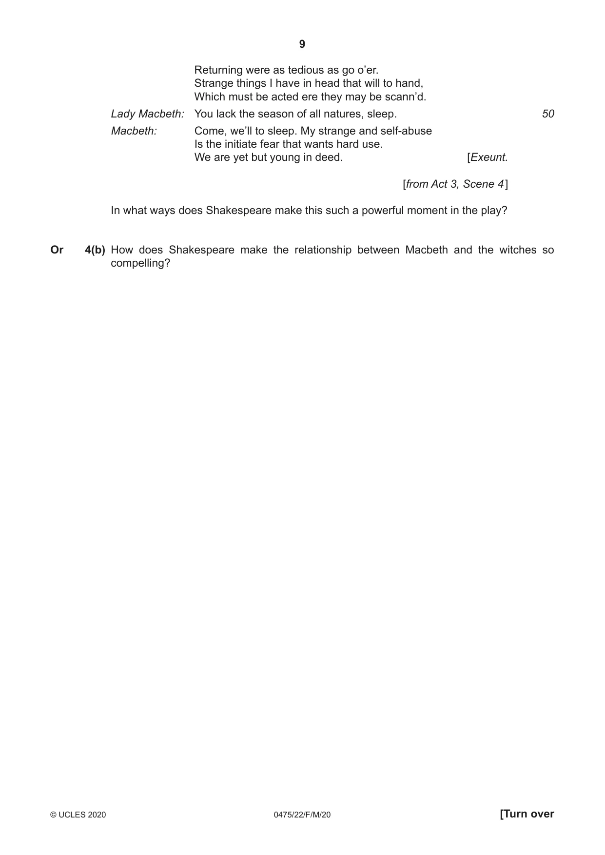 Cambridge IGCSE English - Literature in English 0475 2020 Feb/March Paper 2 · Variant 2 question paper, page 9 of 12