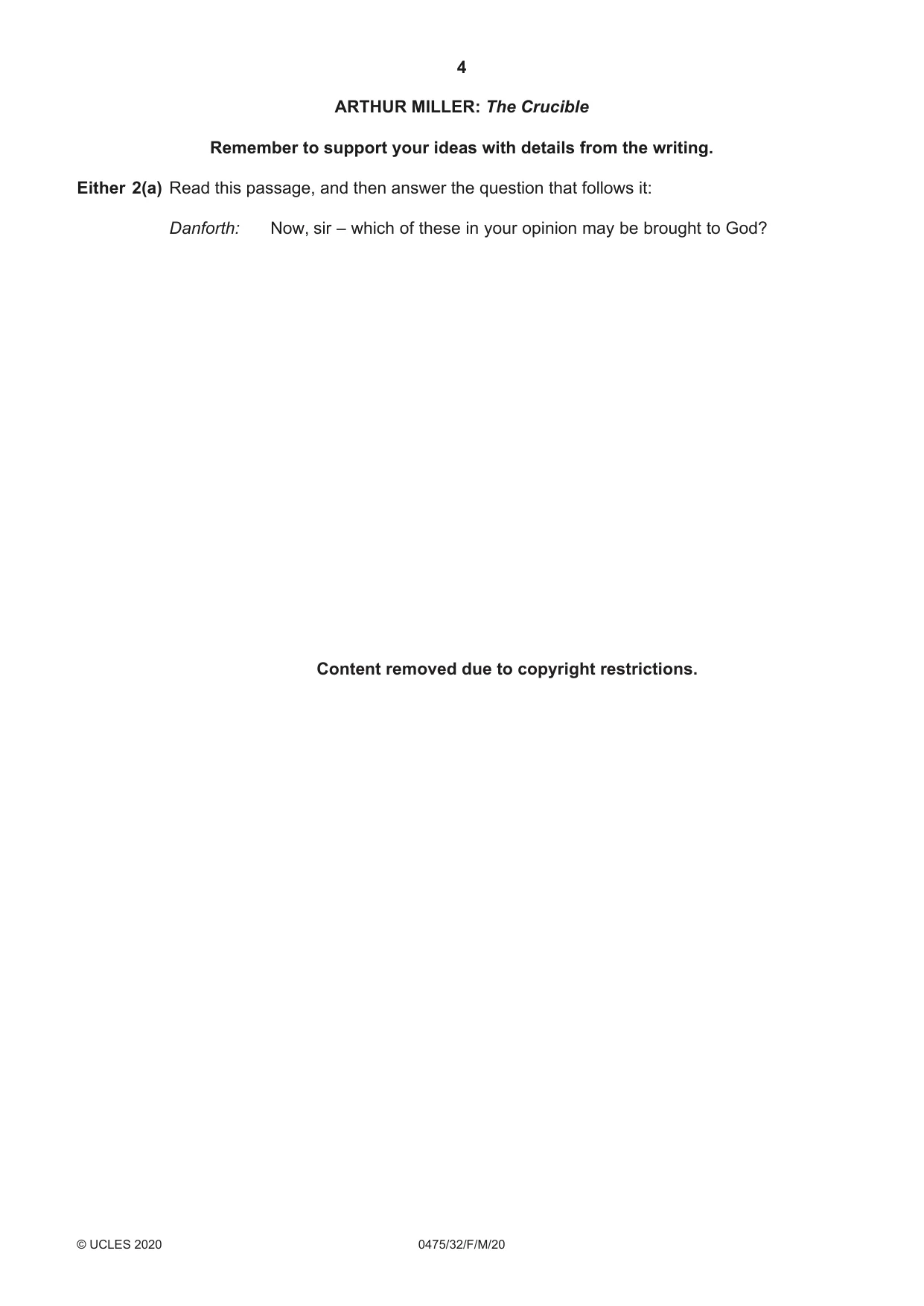 Cambridge IGCSE English - Literature in English 0475 2020 Feb/March Paper 3 · Variant 2 question paper, page 4 of 12