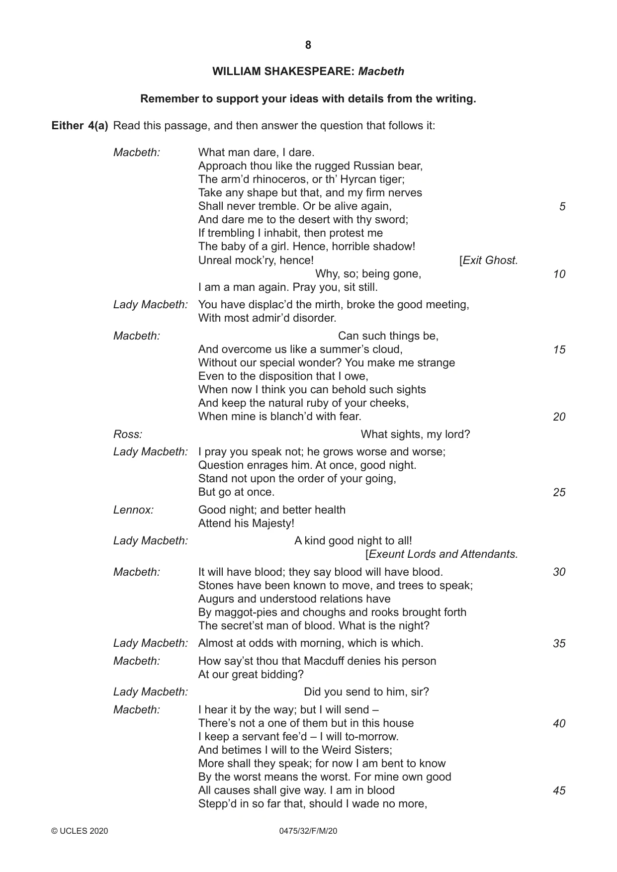 Cambridge IGCSE English - Literature in English 0475 2020 Feb/March Paper 3 · Variant 2 question paper, page 8 of 12