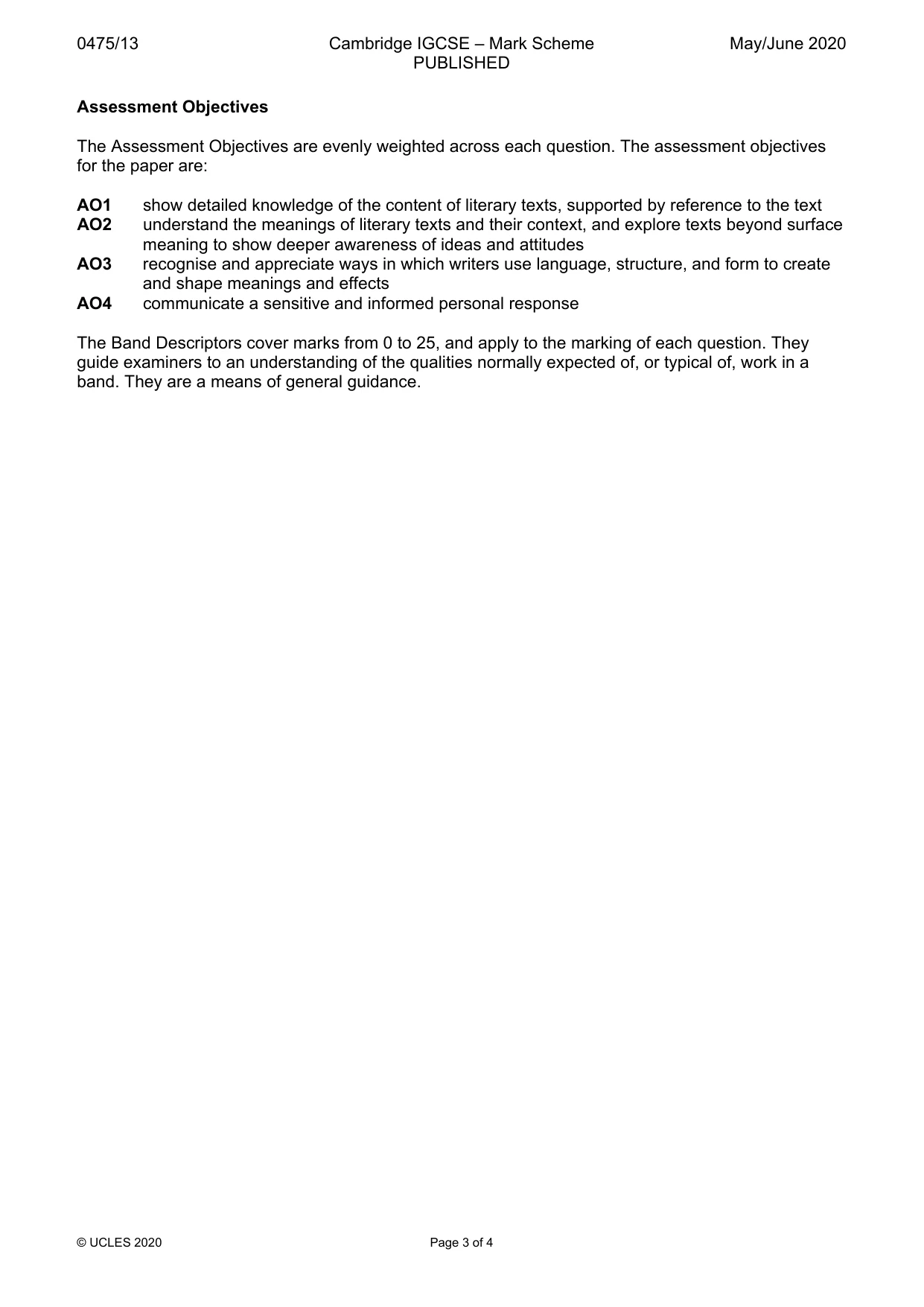 Mark scheme, page 3 of 4