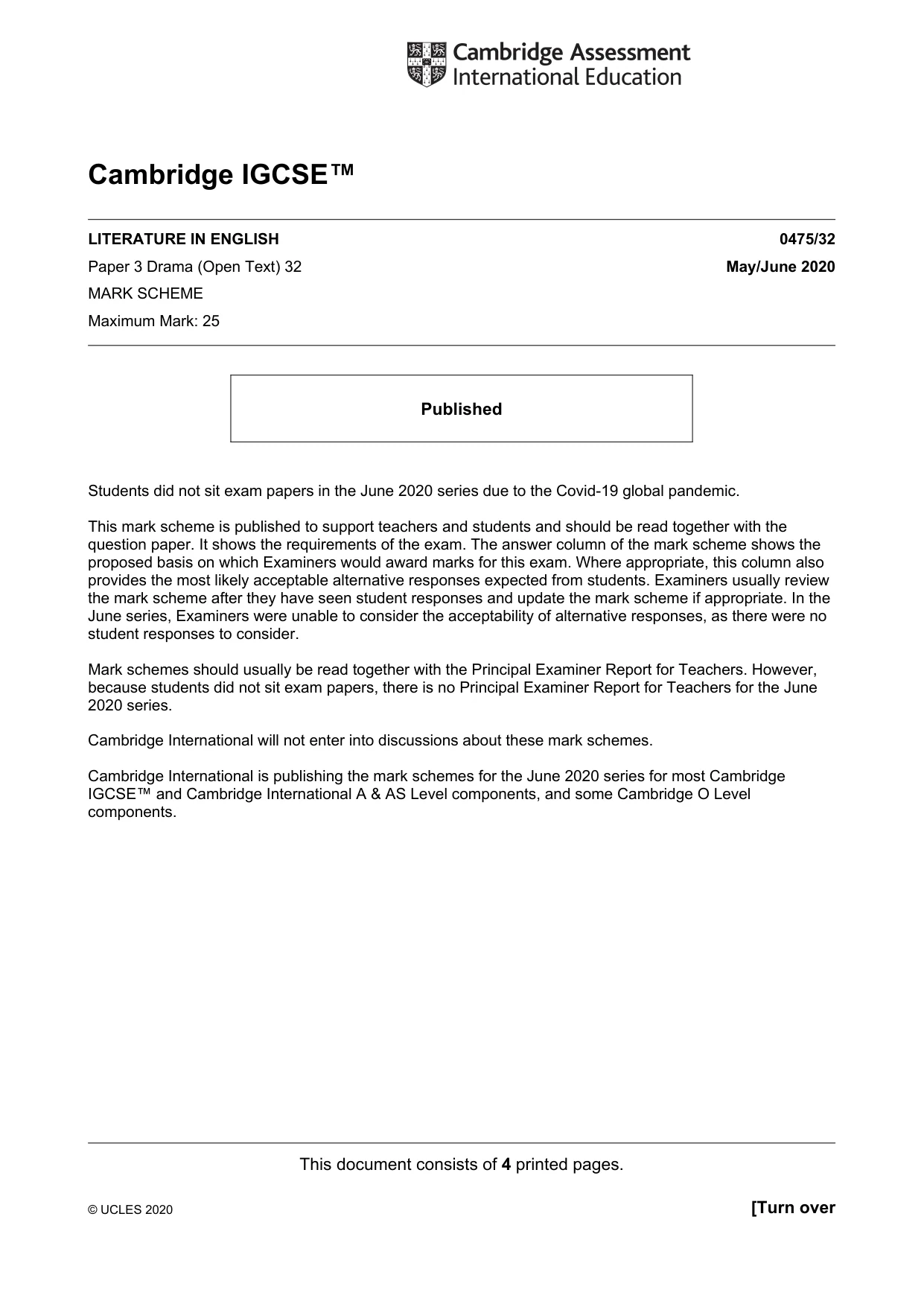 Mark scheme, page 1 of 4