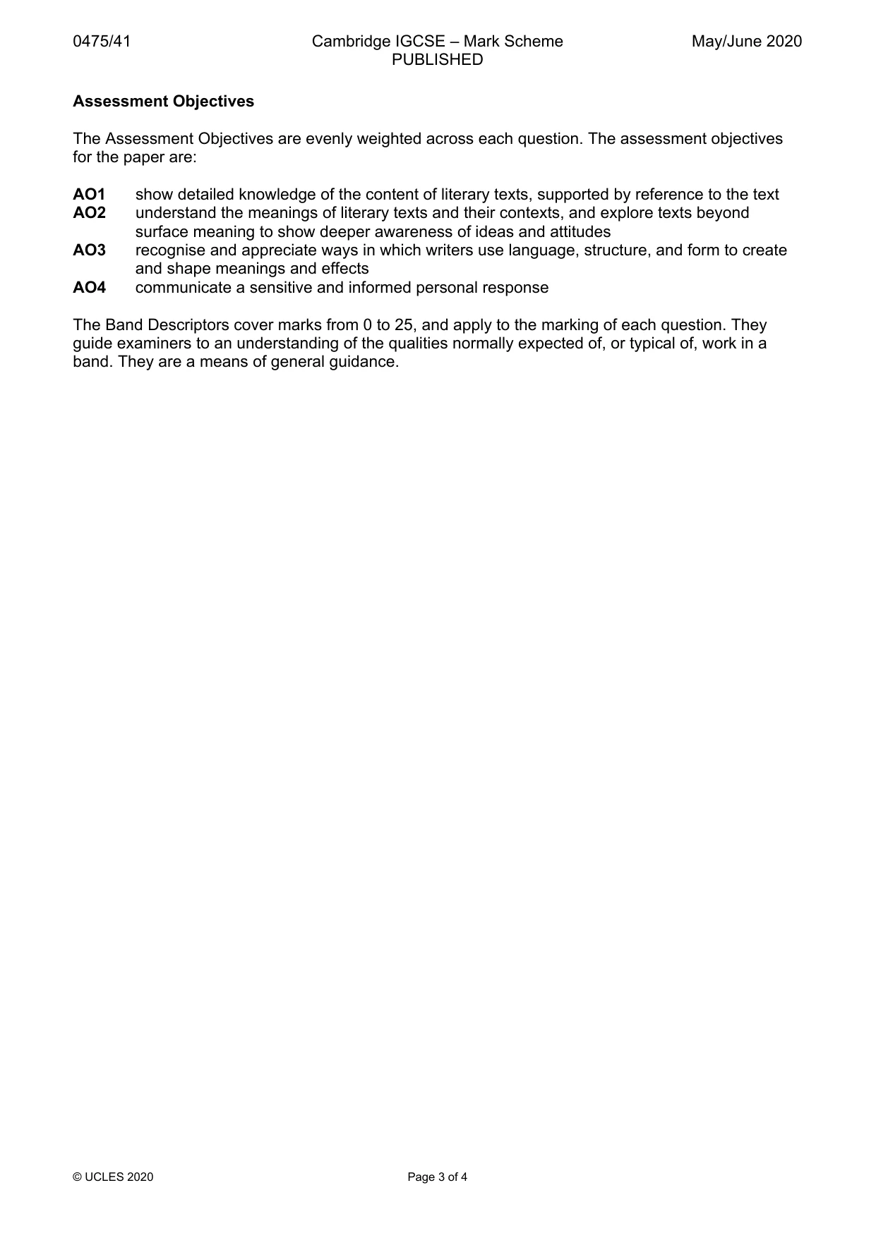 Mark scheme, page 3 of 4