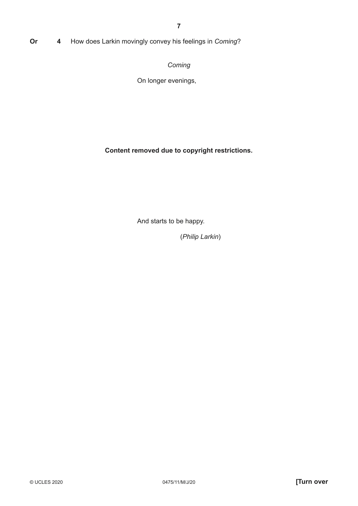 Cambridge IGCSE English - Literature in English 0475 2020 May/June Paper 1 · Variant 1 question paper, page 7 of 28