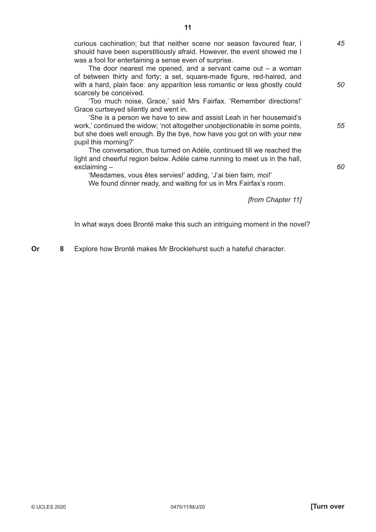 Cambridge IGCSE English - Literature in English 0475 2020 May/June Paper 1 · Variant 1 question paper, page 11 of 28