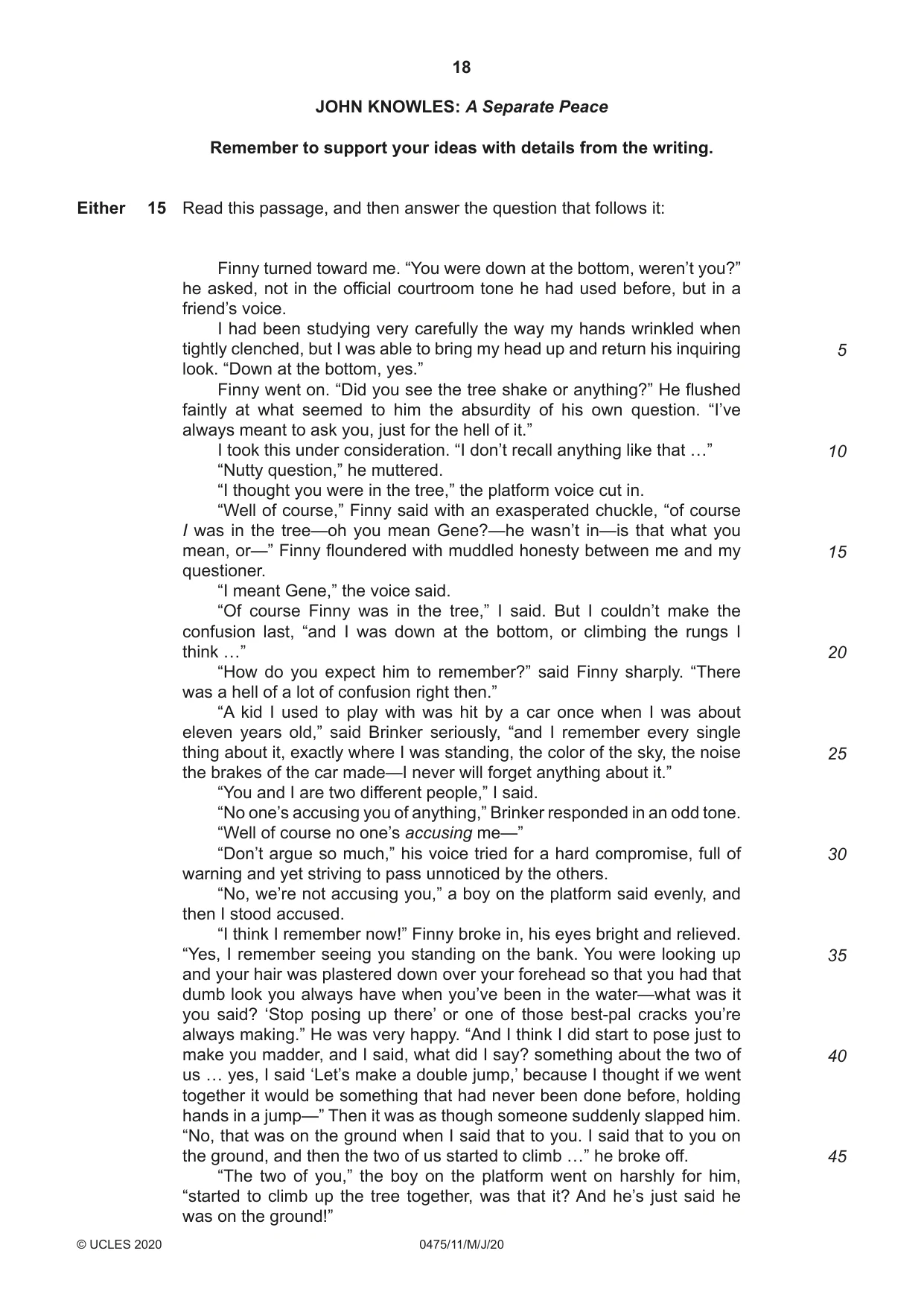 Cambridge IGCSE English - Literature in English 0475 2020 May/June Paper 1 · Variant 1 question paper, page 18 of 28