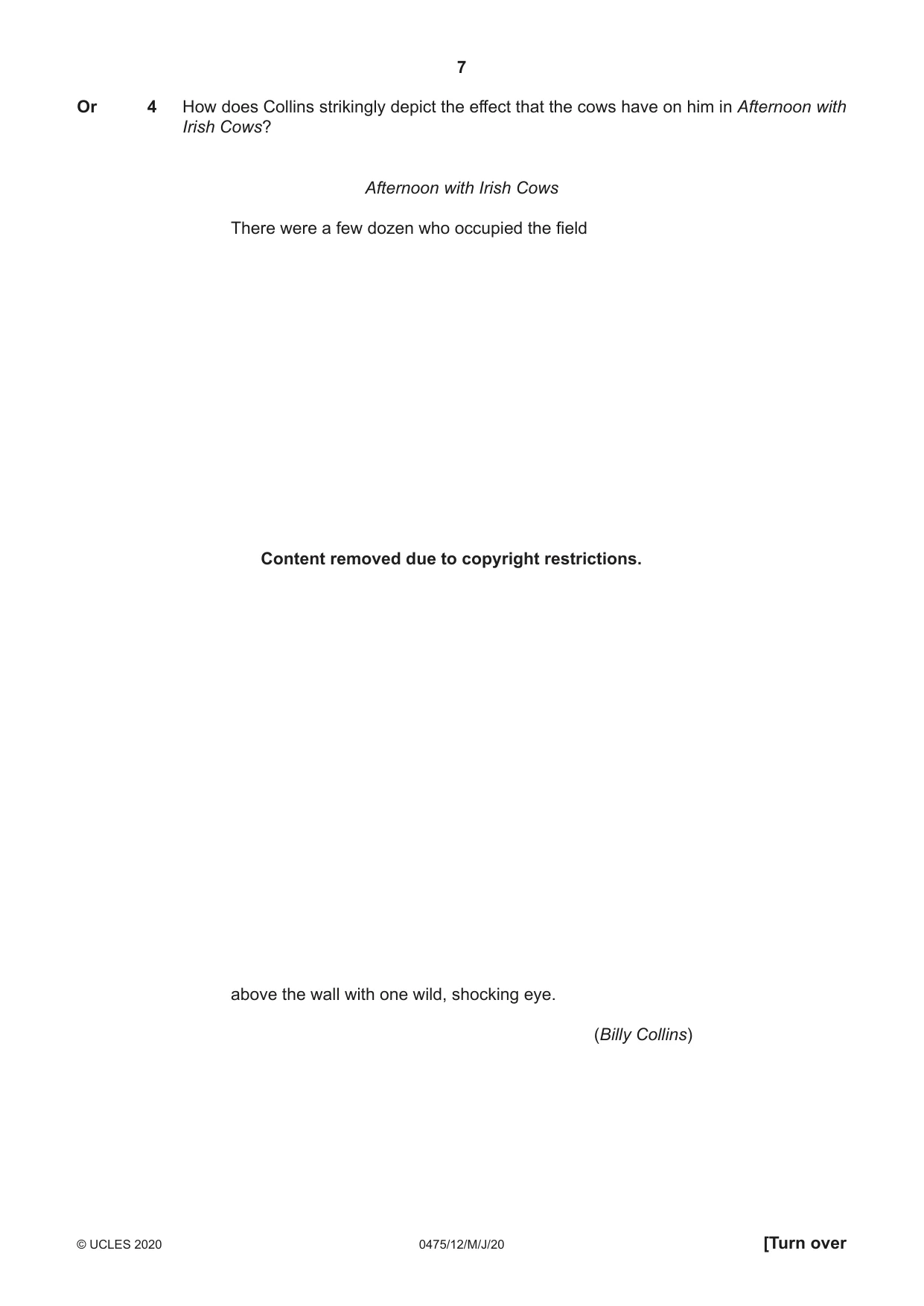 Cambridge IGCSE English - Literature in English 0475 2020 May/June Paper 1 · Variant 2 question paper, page 7 of 28