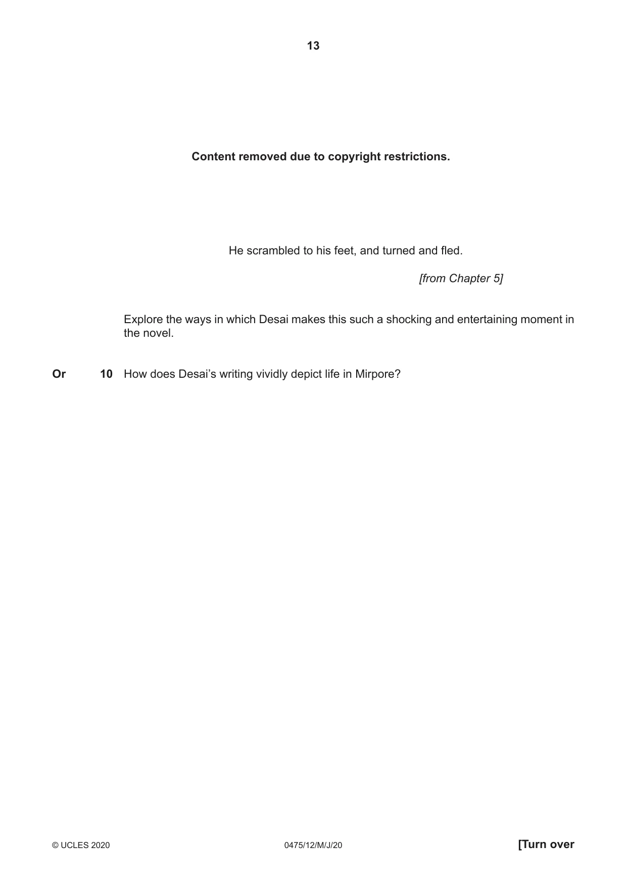 Cambridge IGCSE English - Literature in English 0475 2020 May/June Paper 1 · Variant 2 question paper, page 13 of 28