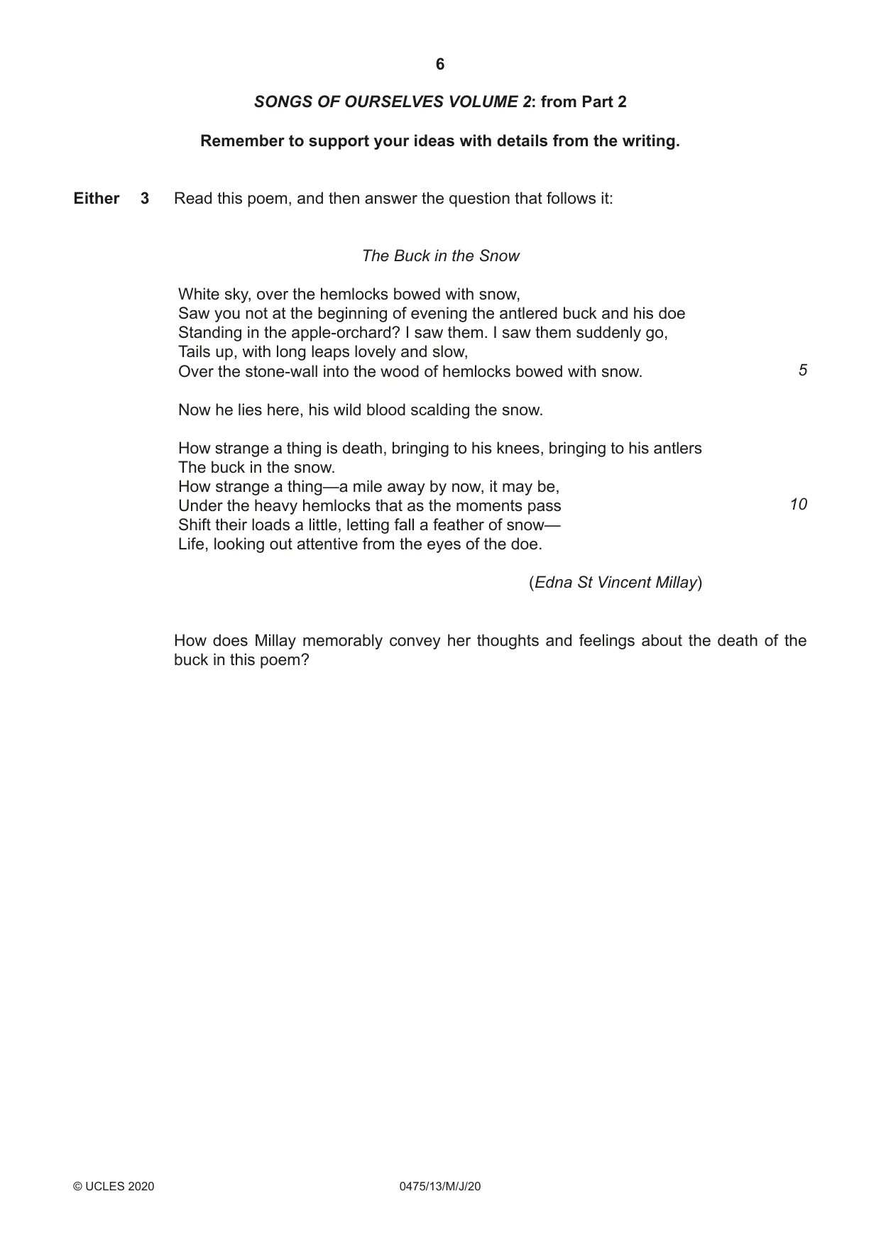 Cambridge IGCSE English - Literature in English 0475 2020 May/June Paper 1 · Variant 3 question paper, page 6 of 28