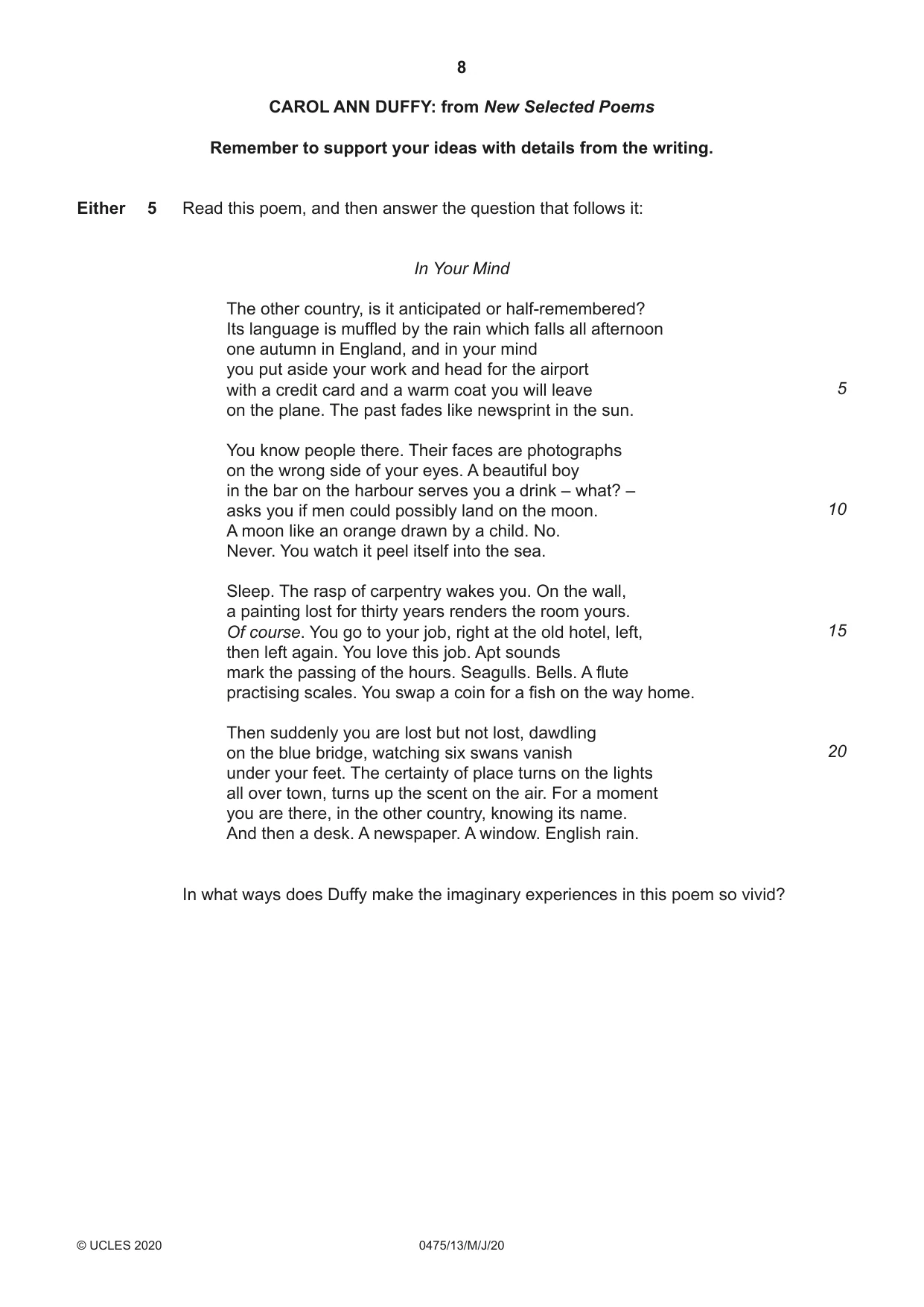Cambridge IGCSE English - Literature in English 0475 2020 May/June Paper 1 · Variant 3 question paper, page 8 of 28