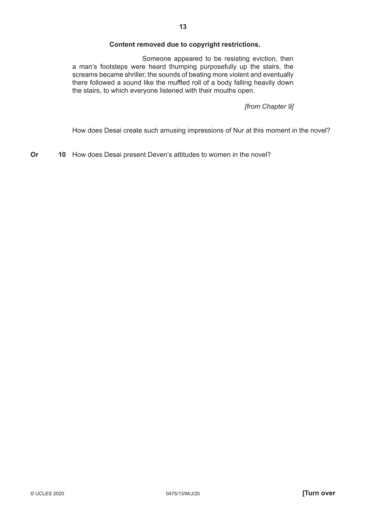 Cambridge IGCSE English - Literature in English 0475 2020 May/June Paper 1 · Variant 3 question paper, page 13 of 28