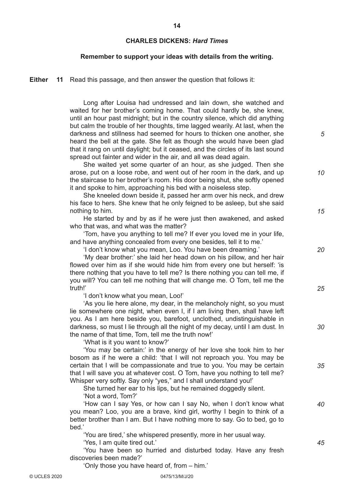 Cambridge IGCSE English - Literature in English 0475 2020 May/June Paper 1 · Variant 3 question paper, page 14 of 28