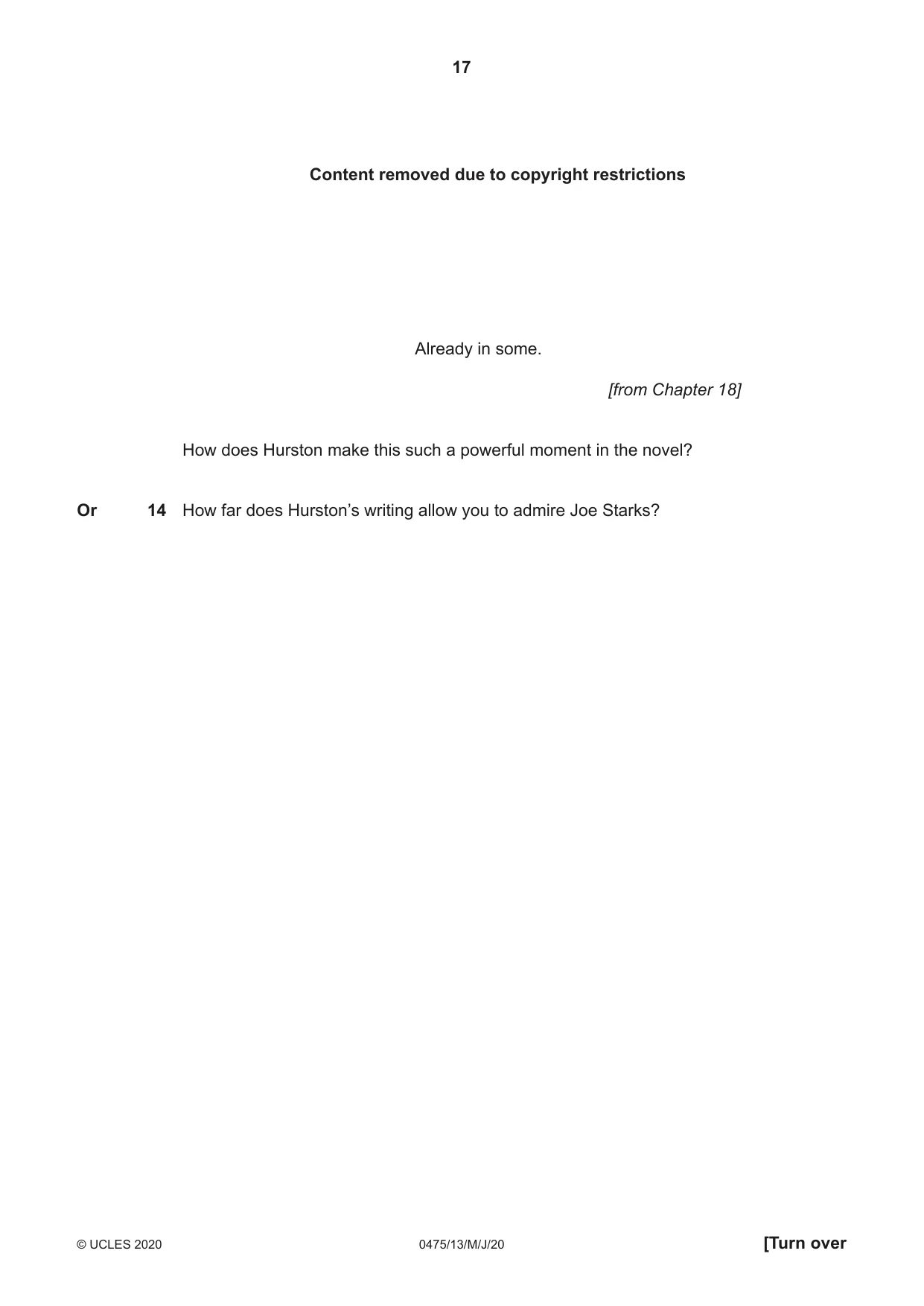 Cambridge IGCSE English - Literature in English 0475 2020 May/June Paper 1 · Variant 3 question paper, page 17 of 28