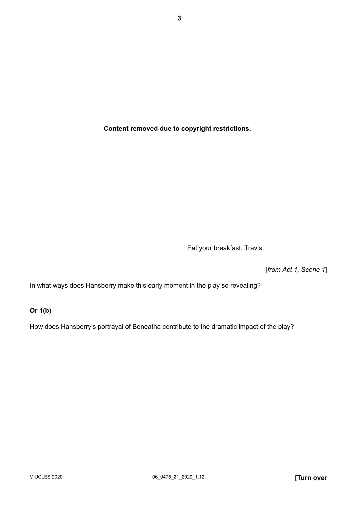 Cambridge IGCSE English - Literature in English 0475 2020 May/June Paper 2 · Variant 1 question paper, page 3 of 12