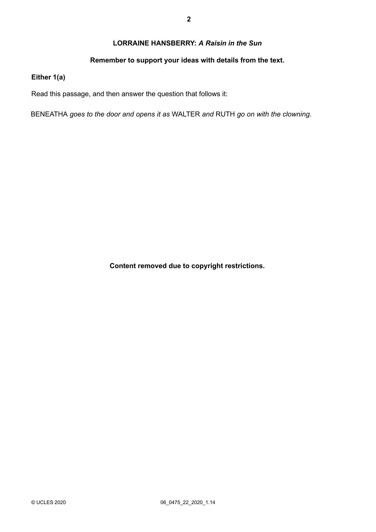 Cambridge IGCSE English - Literature in English 0475 2020 May/June Paper 2 · Variant 2 question paper, page 2 of 12