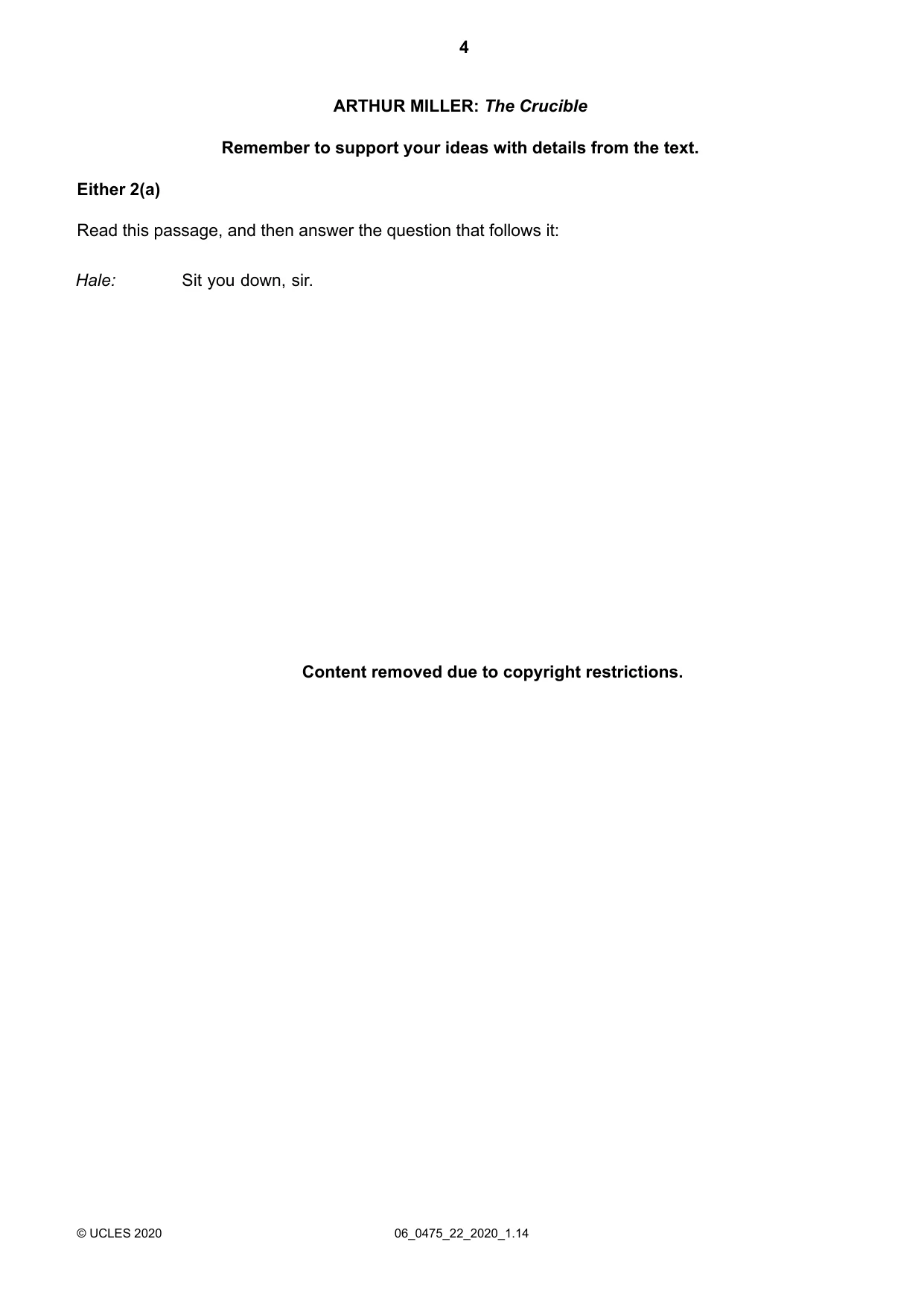 Cambridge IGCSE English - Literature in English 0475 2020 May/June Paper 2 · Variant 2 question paper, page 4 of 12