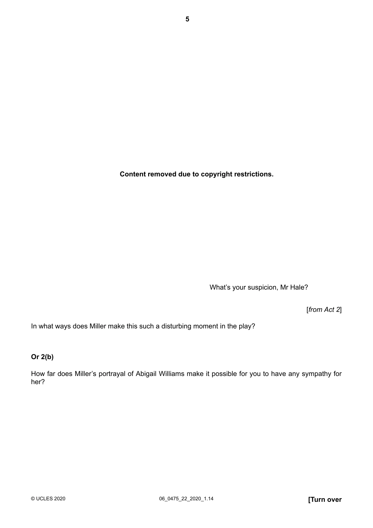Cambridge IGCSE English - Literature in English 0475 2020 May/June Paper 2 · Variant 2 question paper, page 5 of 12