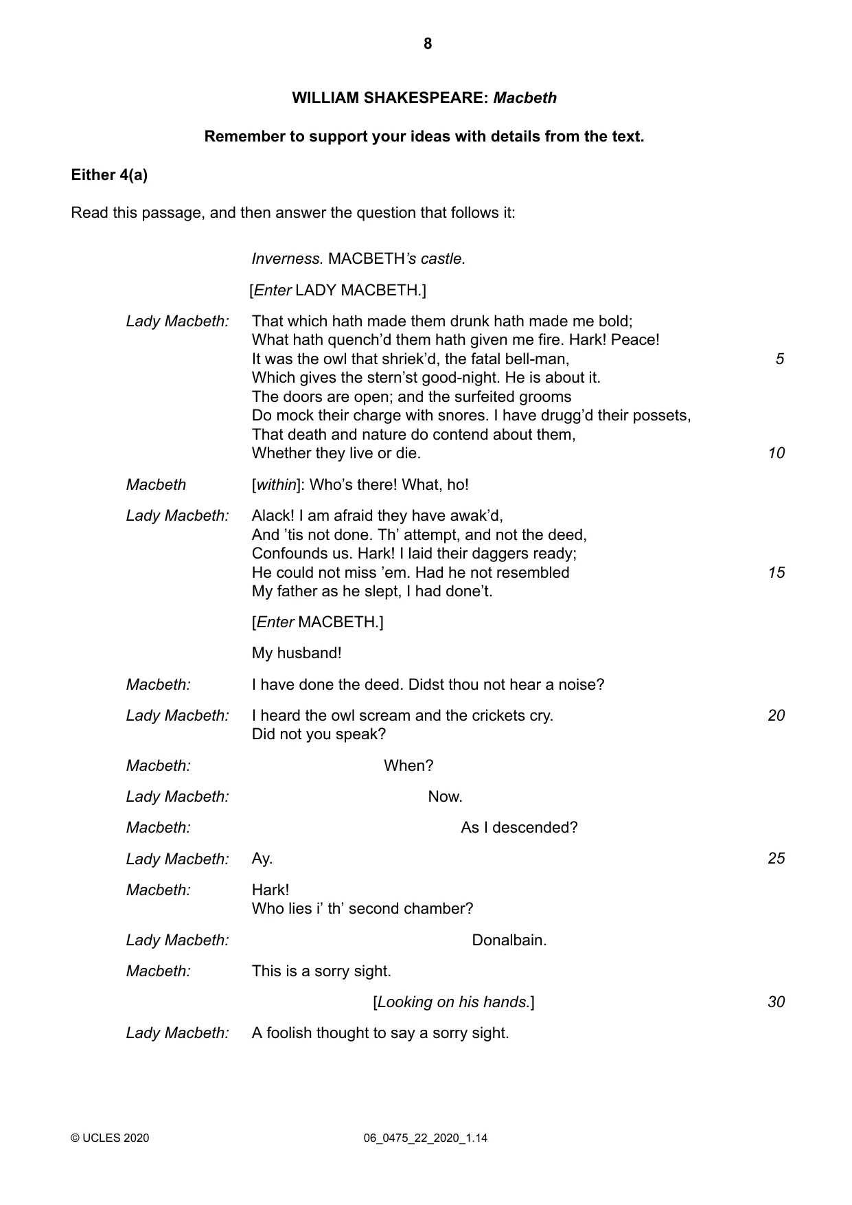 Cambridge IGCSE English - Literature in English 0475 2020 May/June Paper 2 · Variant 2 question paper, page 8 of 12