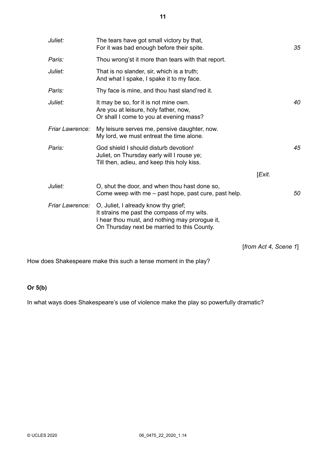 Cambridge IGCSE English - Literature in English 0475 2020 May/June Paper 2 · Variant 2 question paper, page 11 of 12