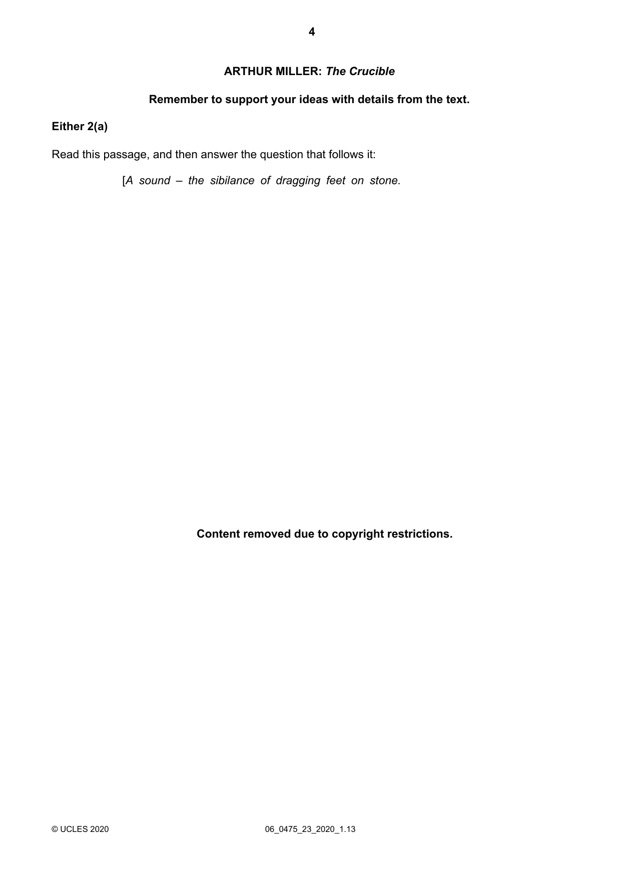 Cambridge IGCSE English - Literature in English 0475 2020 May/June Paper 2 · Variant 3 question paper, page 4 of 12