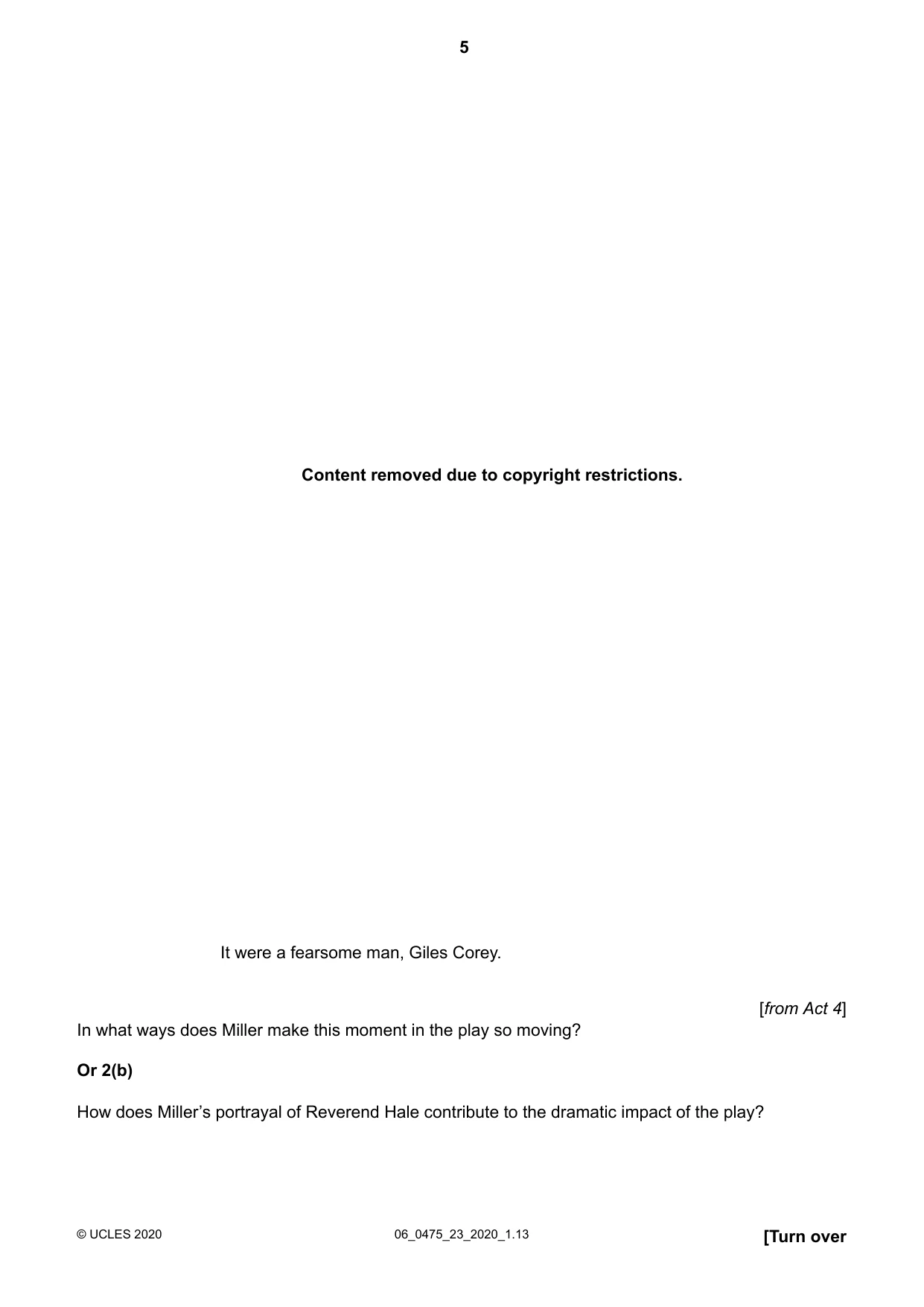 Cambridge IGCSE English - Literature in English 0475 2020 May/June Paper 2 · Variant 3 question paper, page 5 of 12