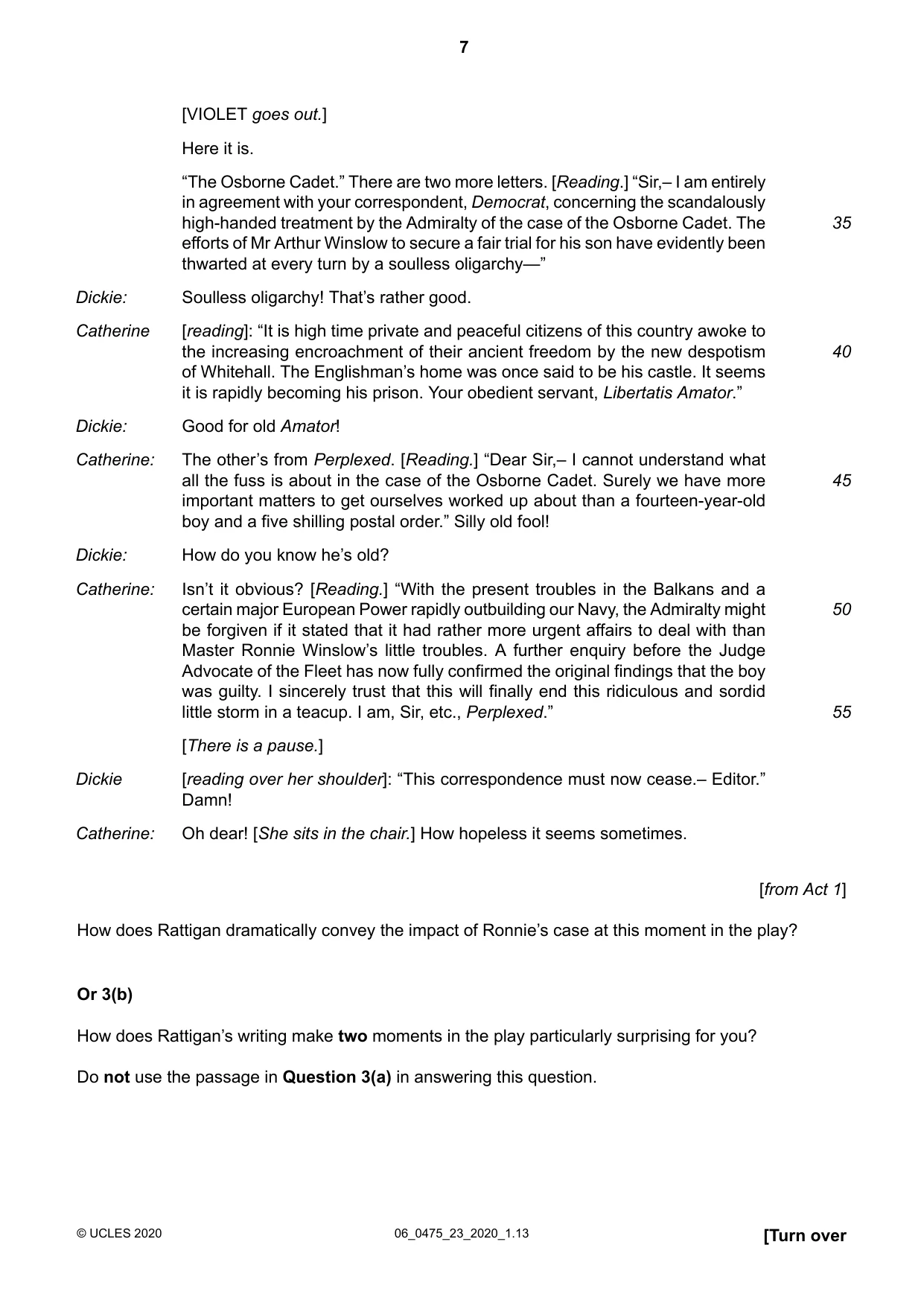 Cambridge IGCSE English - Literature in English 0475 2020 May/June Paper 2 · Variant 3 question paper, page 7 of 12