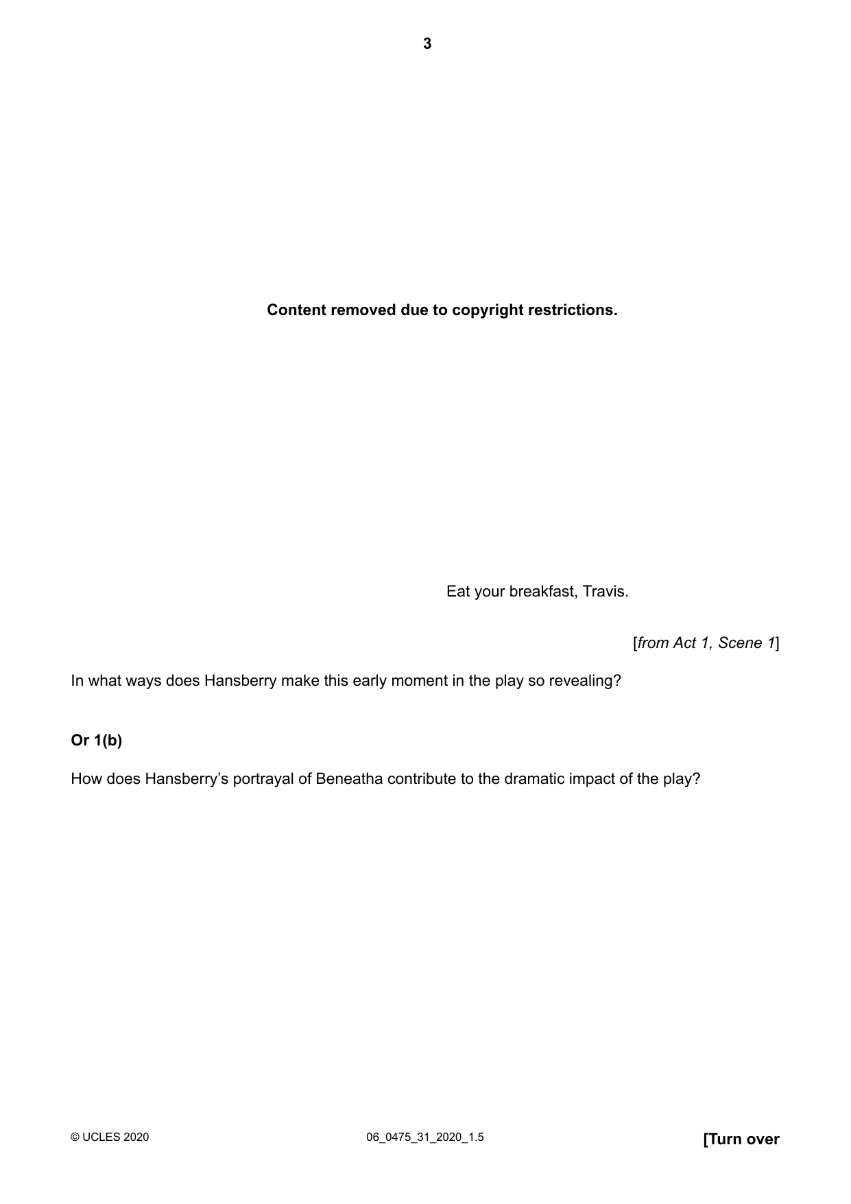 Cambridge IGCSE English - Literature in English 0475 2020 May/June Paper 3 · Variant 1 question paper, page 3 of 12