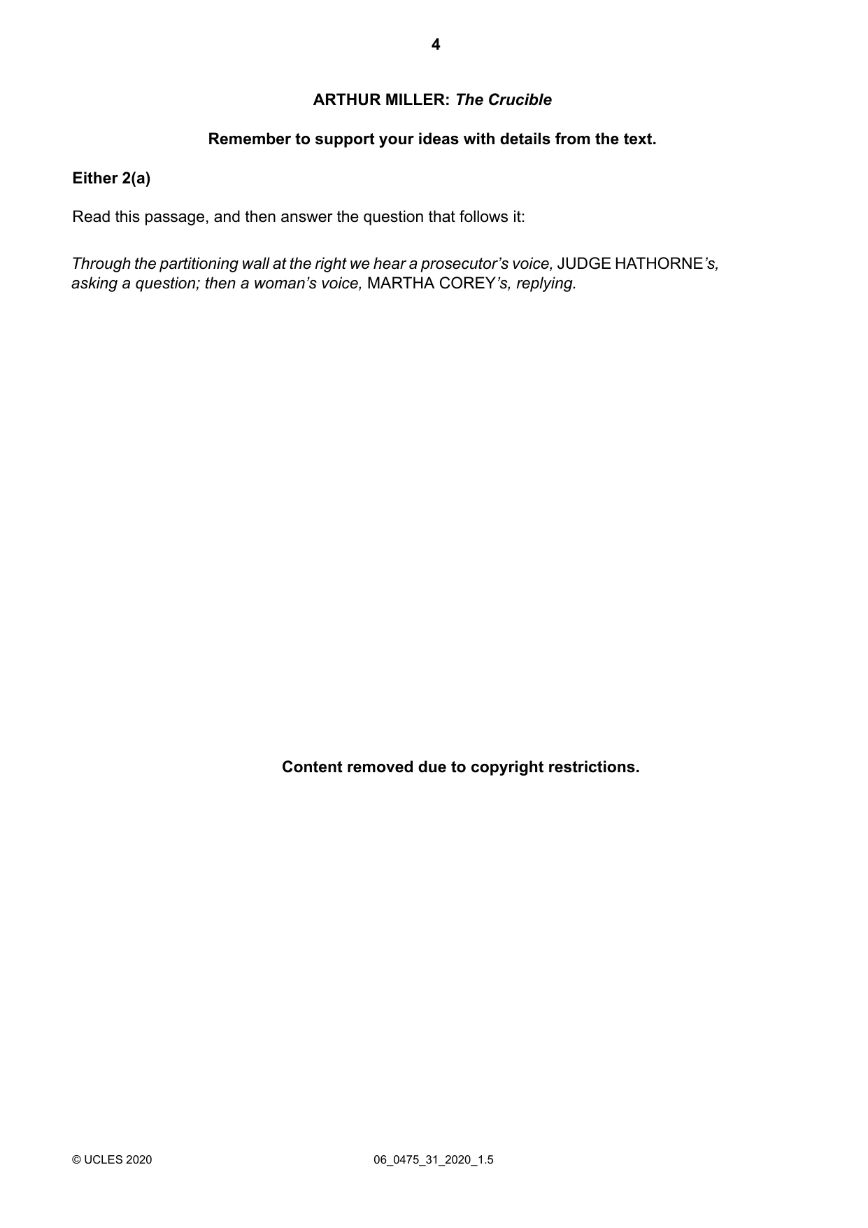 Cambridge IGCSE English - Literature in English 0475 2020 May/June Paper 3 · Variant 1 question paper, page 4 of 12