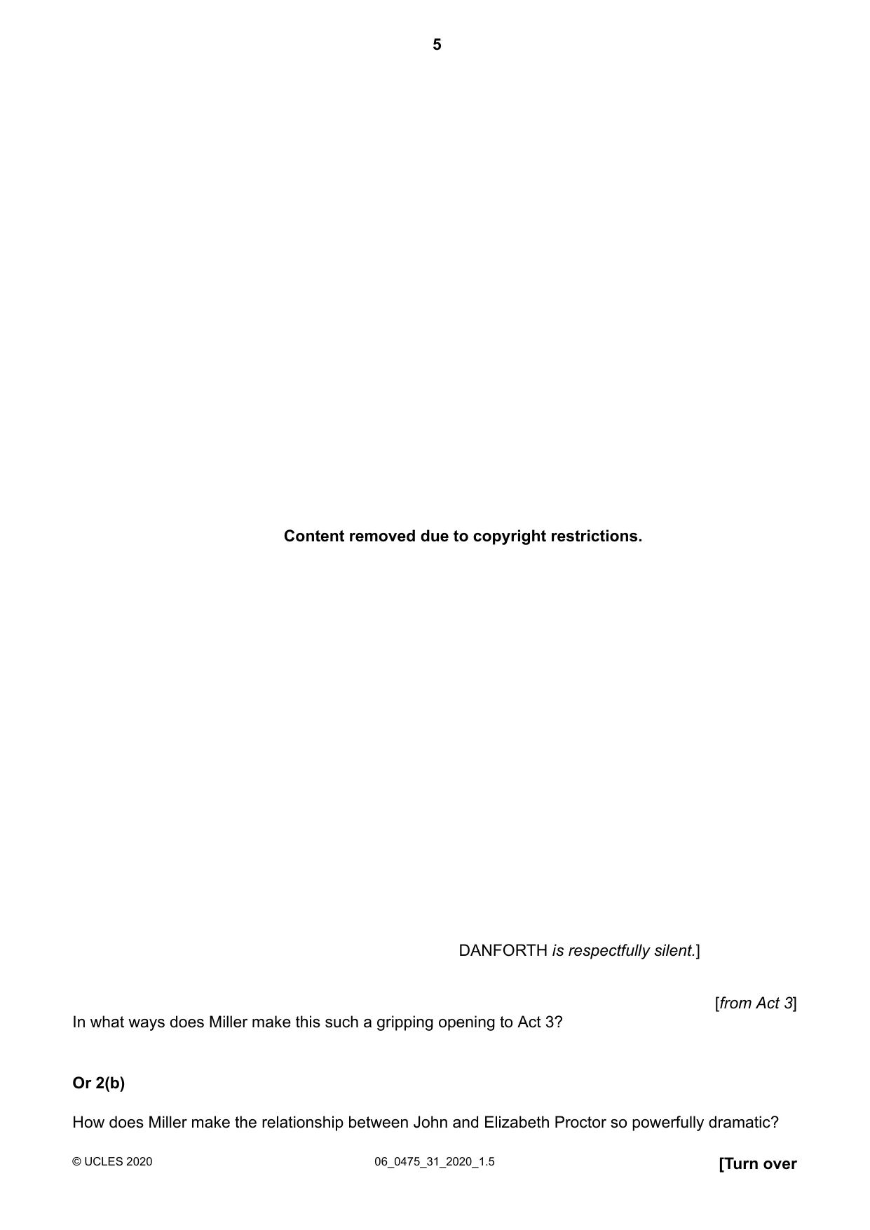 Cambridge IGCSE English - Literature in English 0475 2020 May/June Paper 3 · Variant 1 question paper, page 5 of 12