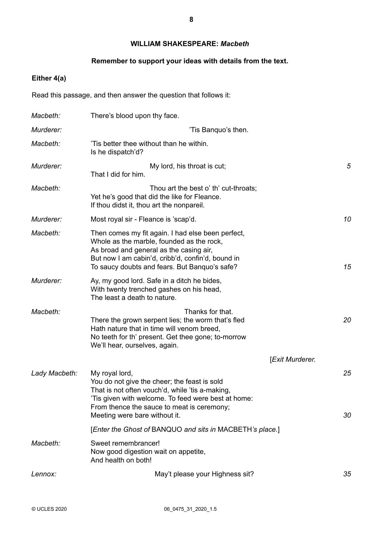 Cambridge IGCSE English - Literature in English 0475 2020 May/June Paper 3 · Variant 1 question paper, page 8 of 12