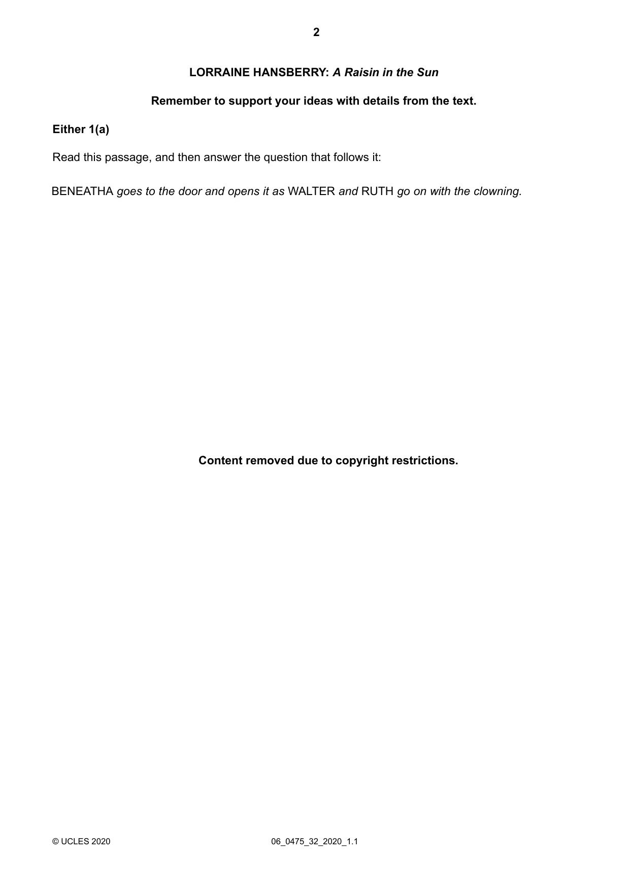 Cambridge IGCSE English - Literature in English 0475 2020 May/June Paper 3 · Variant 2 question paper, page 2 of 12