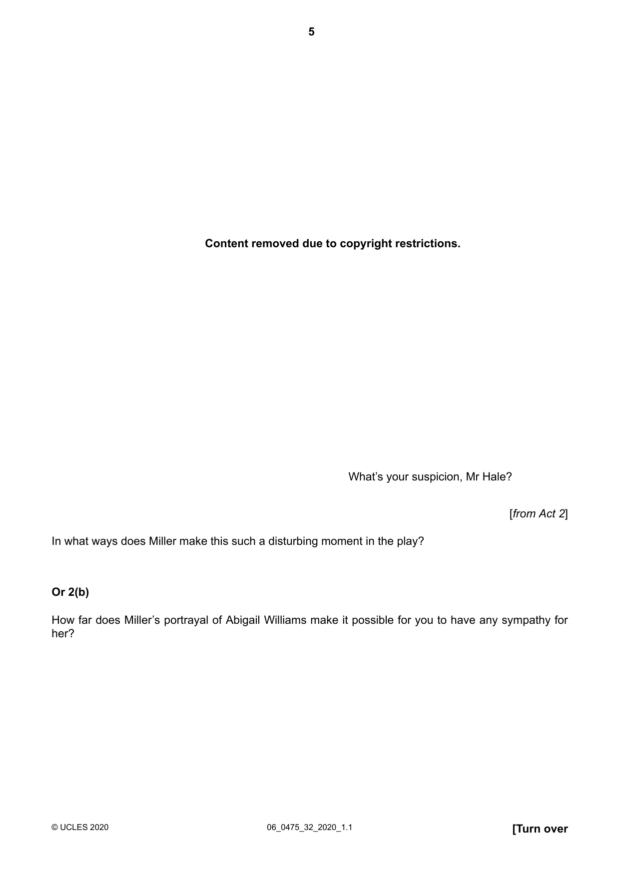 Cambridge IGCSE English - Literature in English 0475 2020 May/June Paper 3 · Variant 2 question paper, page 5 of 12