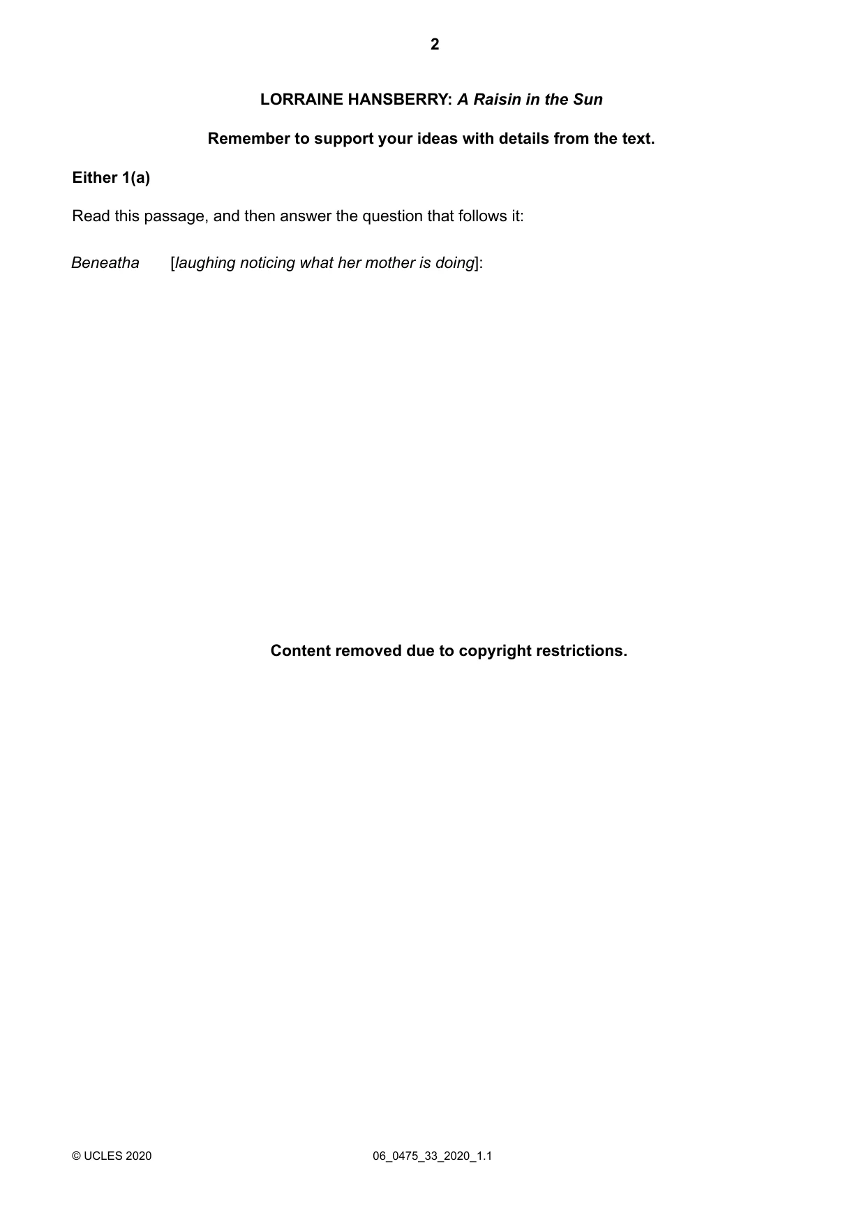 Cambridge IGCSE English - Literature in English 0475 2020 May/June Paper 3 · Variant 3 question paper, page 2 of 12