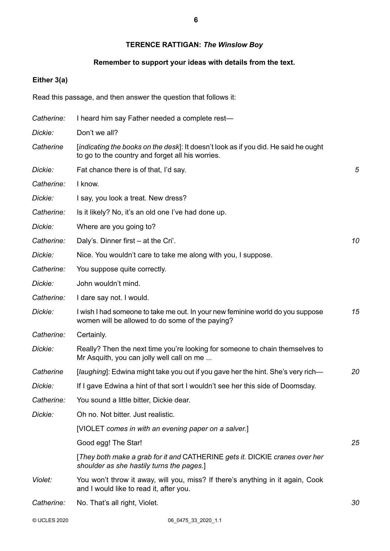 Cambridge IGCSE English - Literature in English 0475 2020 May/June Paper 3 · Variant 3 question paper, page 6 of 12