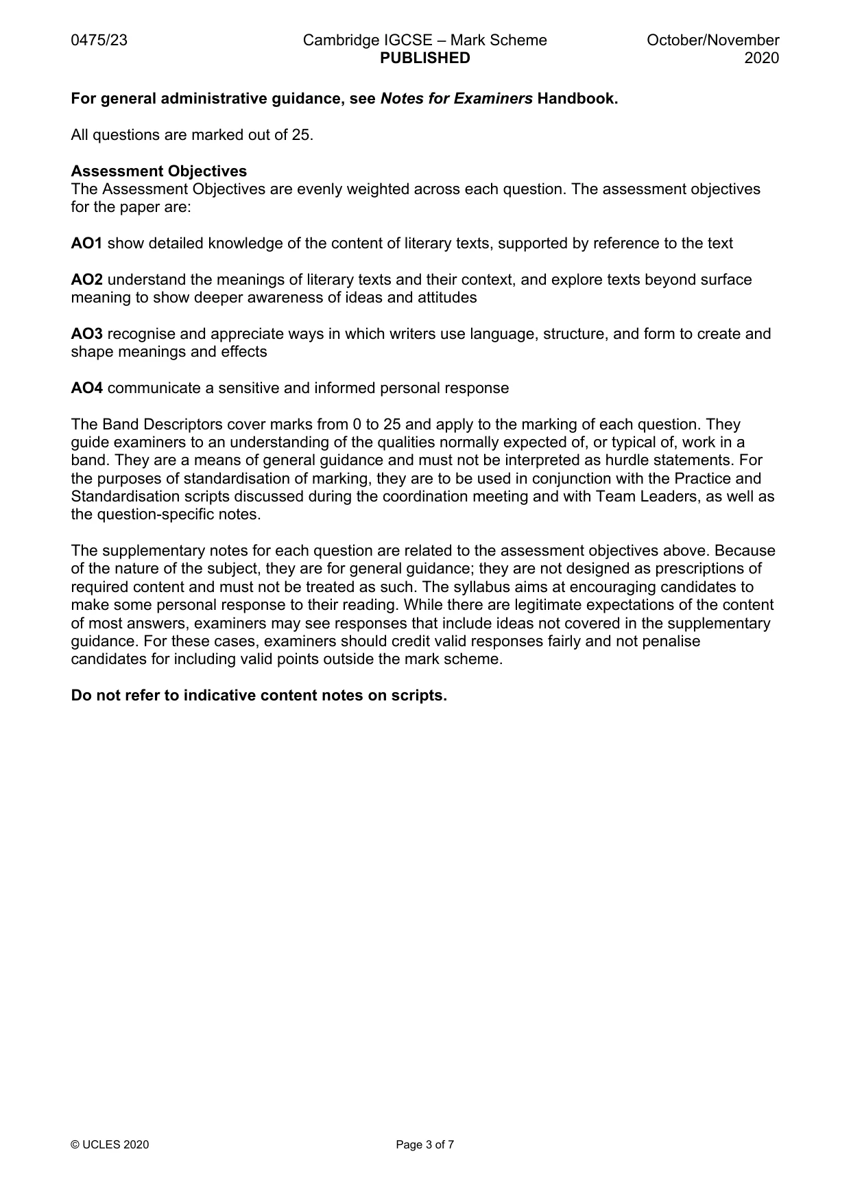 Mark scheme, page 3 of 7