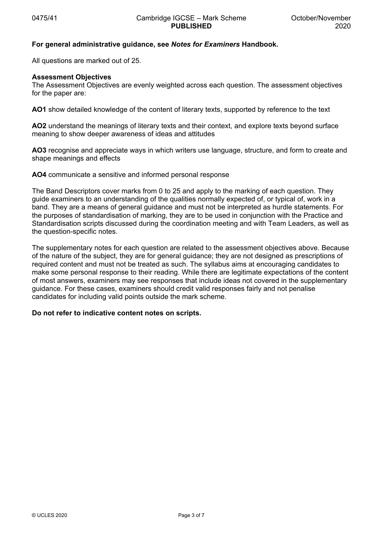 Mark scheme, page 3 of 7