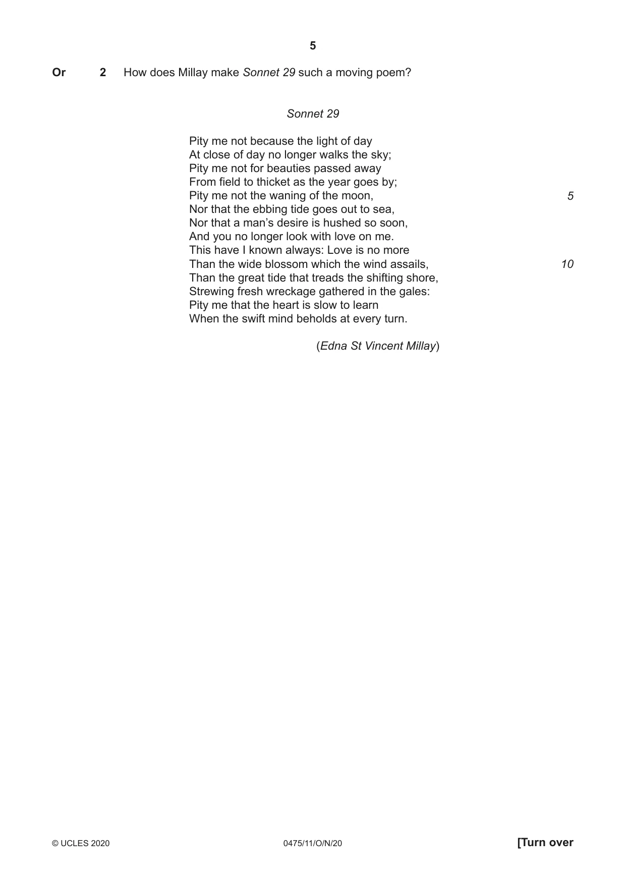 Cambridge IGCSE English - Literature in English 0475 2020 Oct/Nov Paper 1 · Variant 1 question paper, page 5 of 28