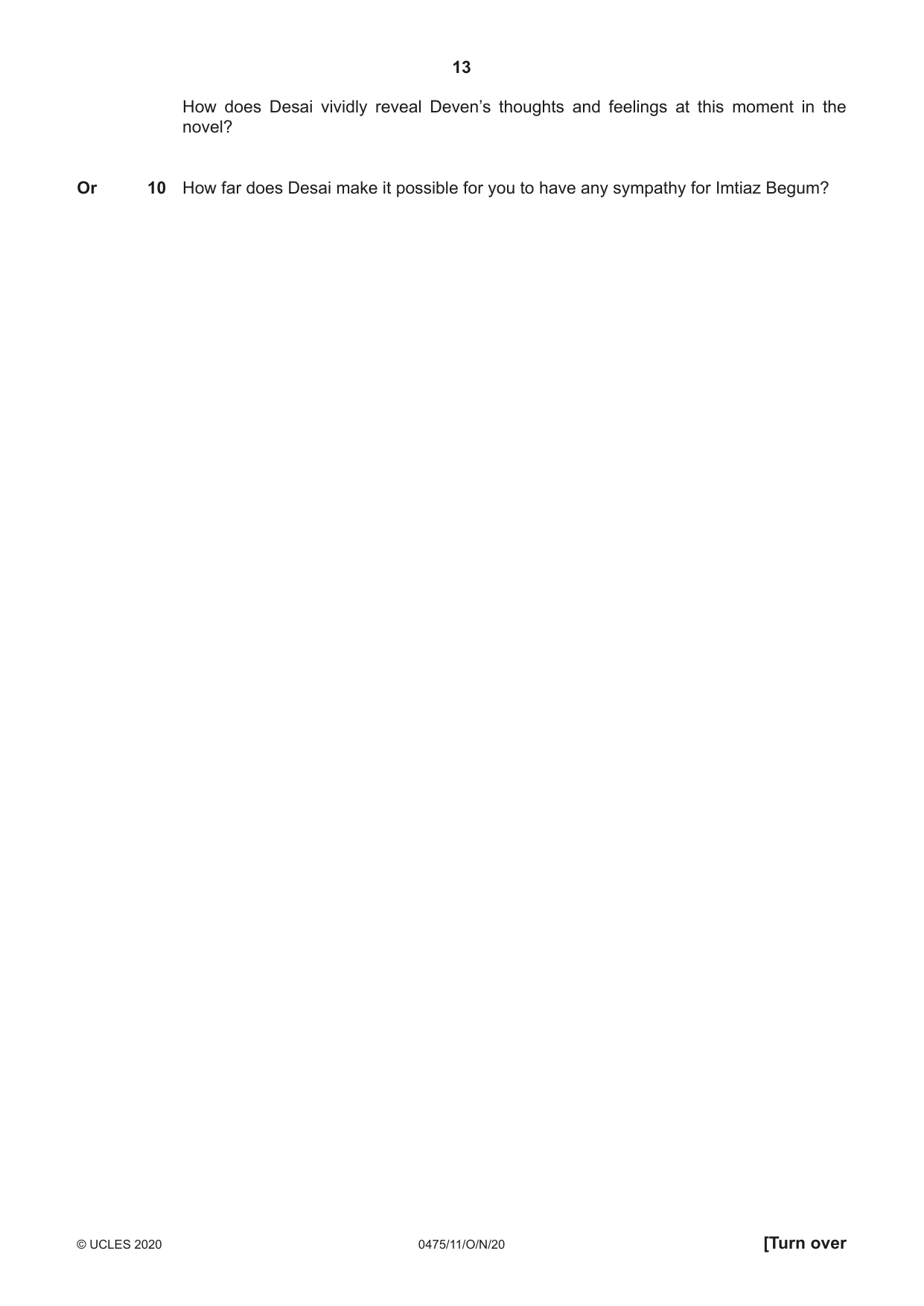 Cambridge IGCSE English - Literature in English 0475 2020 Oct/Nov Paper 1 · Variant 1 question paper, page 13 of 28