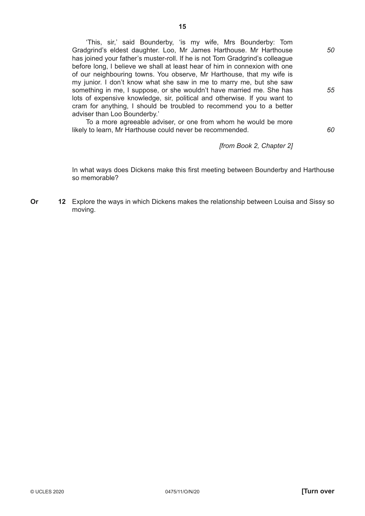 Cambridge IGCSE English - Literature in English 0475 2020 Oct/Nov Paper 1 · Variant 1 question paper, page 15 of 28