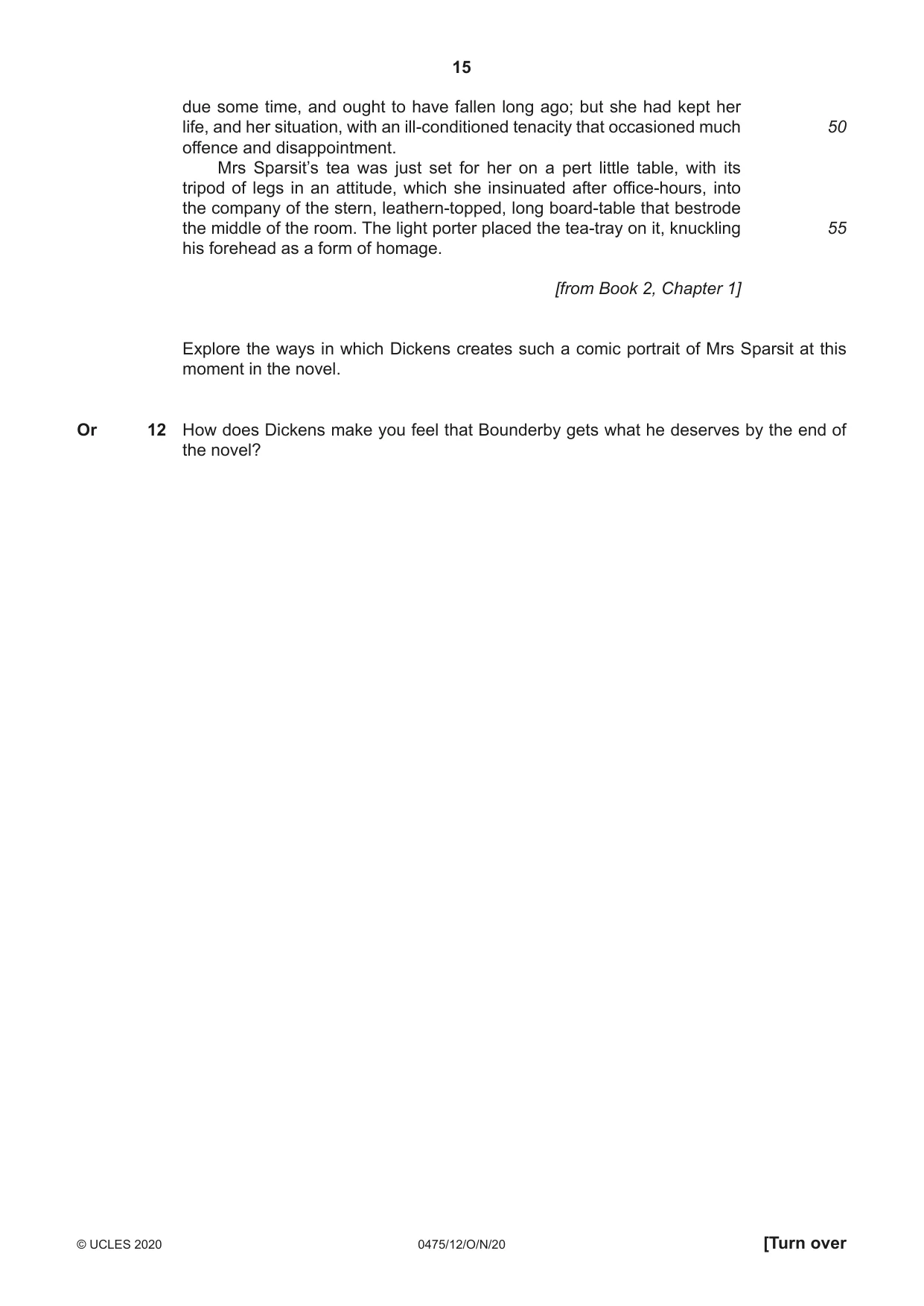 Cambridge IGCSE English - Literature in English 0475 2020 Oct/Nov Paper 1 · Variant 2 question paper, page 15 of 28