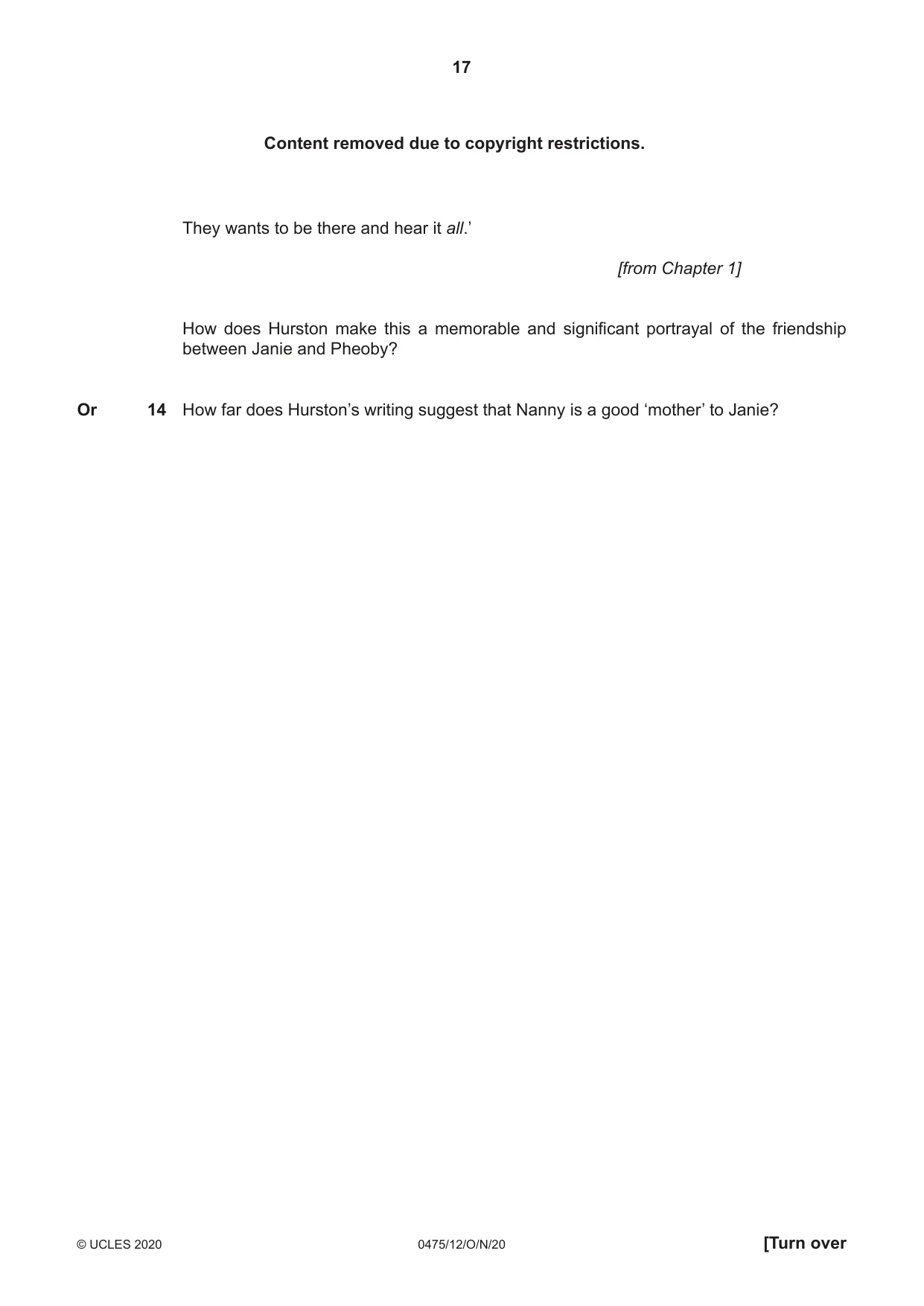 Cambridge IGCSE English - Literature in English 0475 2020 Oct/Nov Paper 1 · Variant 2 question paper, page 17 of 28