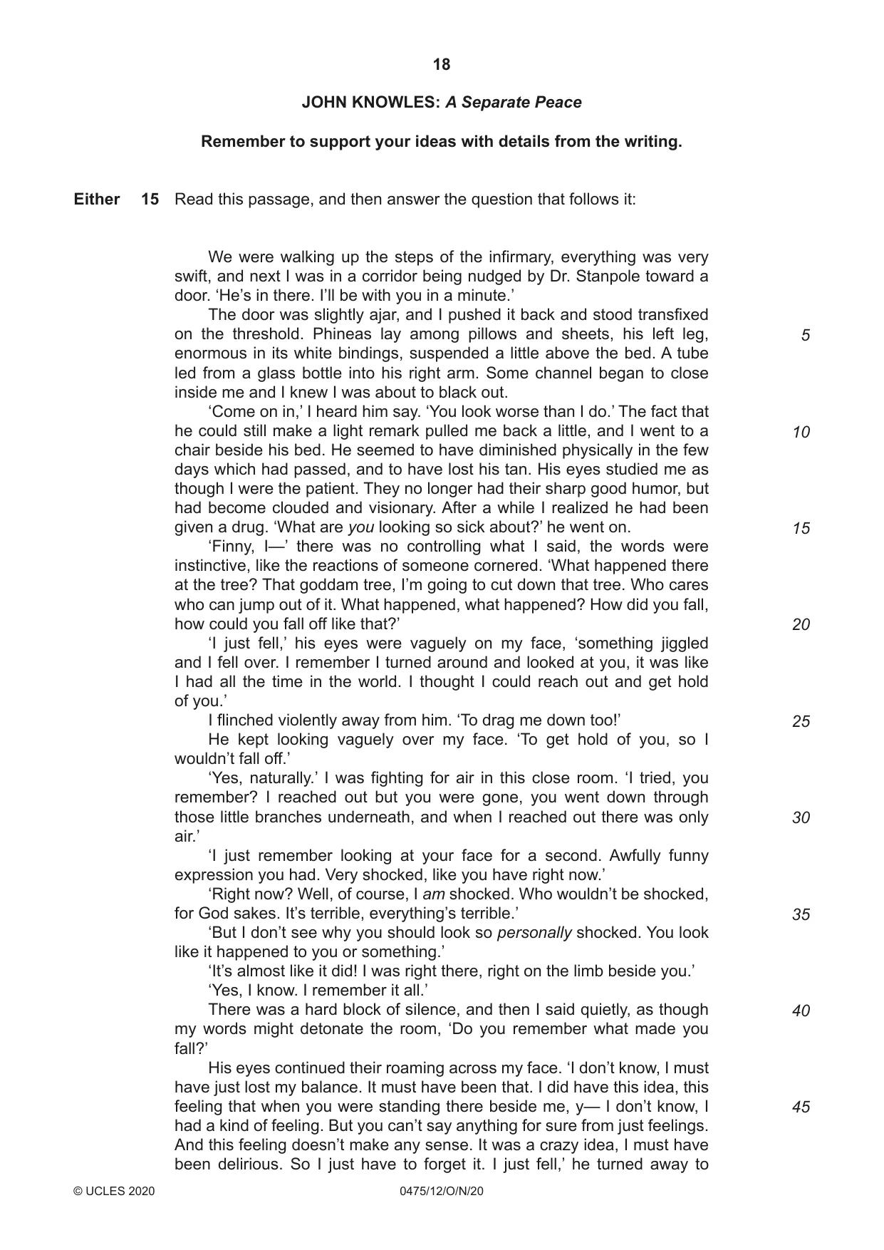 Cambridge IGCSE English - Literature in English 0475 2020 Oct/Nov Paper 1 · Variant 2 question paper, page 18 of 28