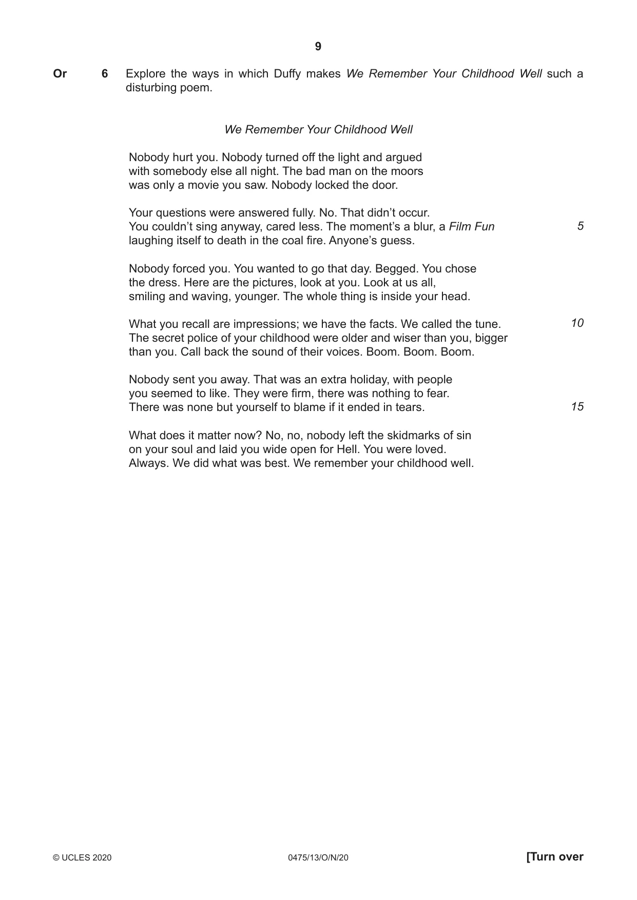 Cambridge IGCSE English - Literature in English 0475 2020 Oct/Nov Paper 1 · Variant 3 question paper, page 9 of 28