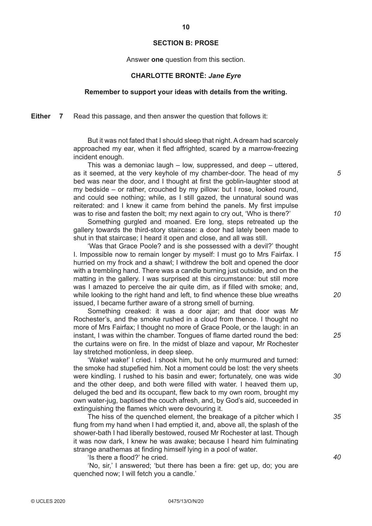 Cambridge IGCSE English - Literature in English 0475 2020 Oct/Nov Paper 1 · Variant 3 question paper, page 10 of 28