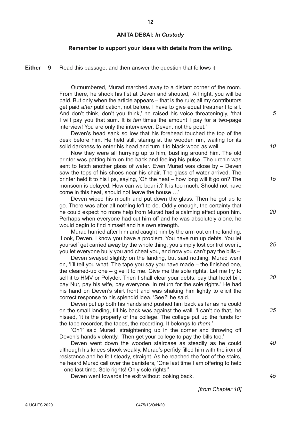 Cambridge IGCSE English - Literature in English 0475 2020 Oct/Nov Paper 1 · Variant 3 question paper, page 12 of 28