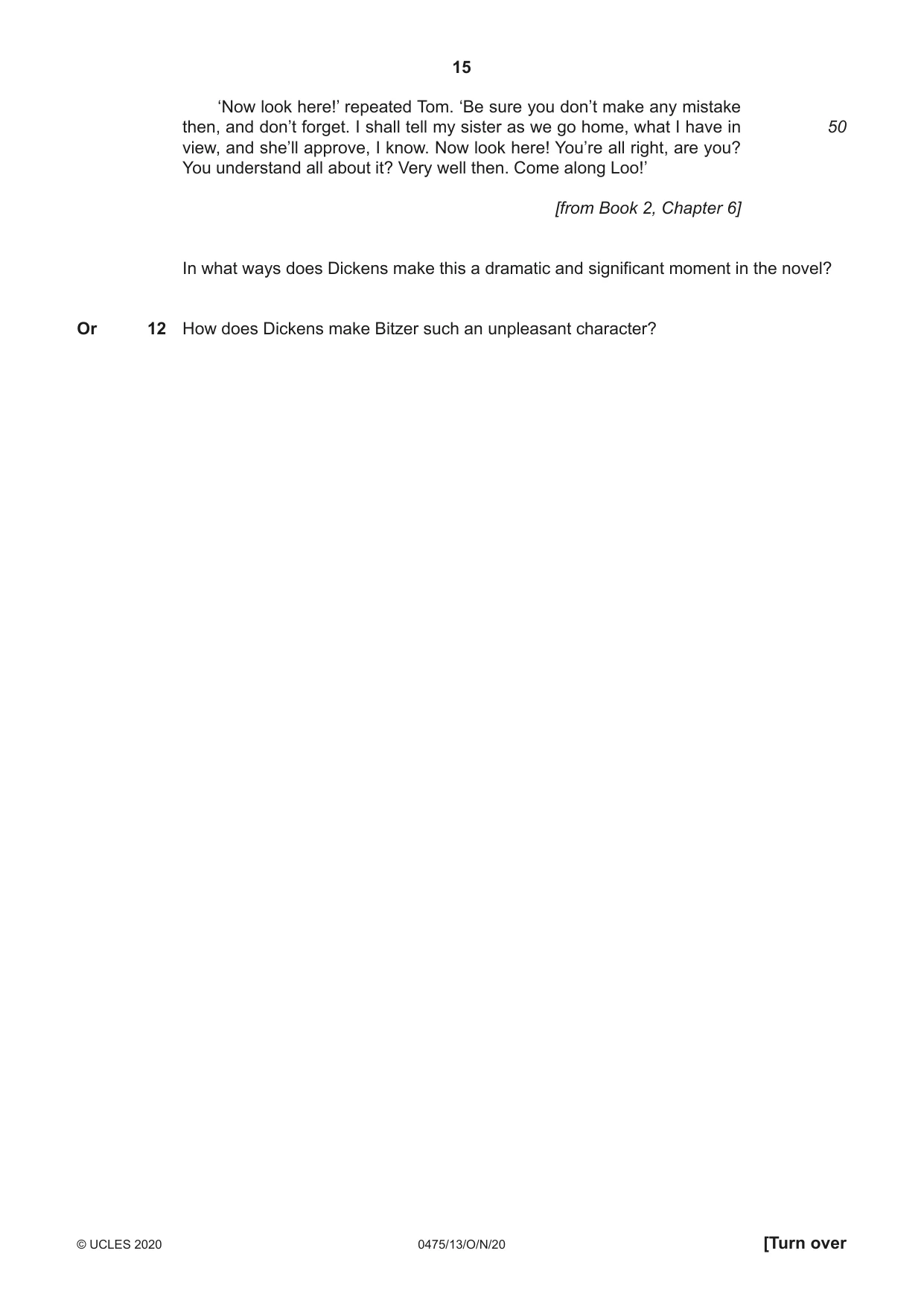 Cambridge IGCSE English - Literature in English 0475 2020 Oct/Nov Paper 1 · Variant 3 question paper, page 15 of 28